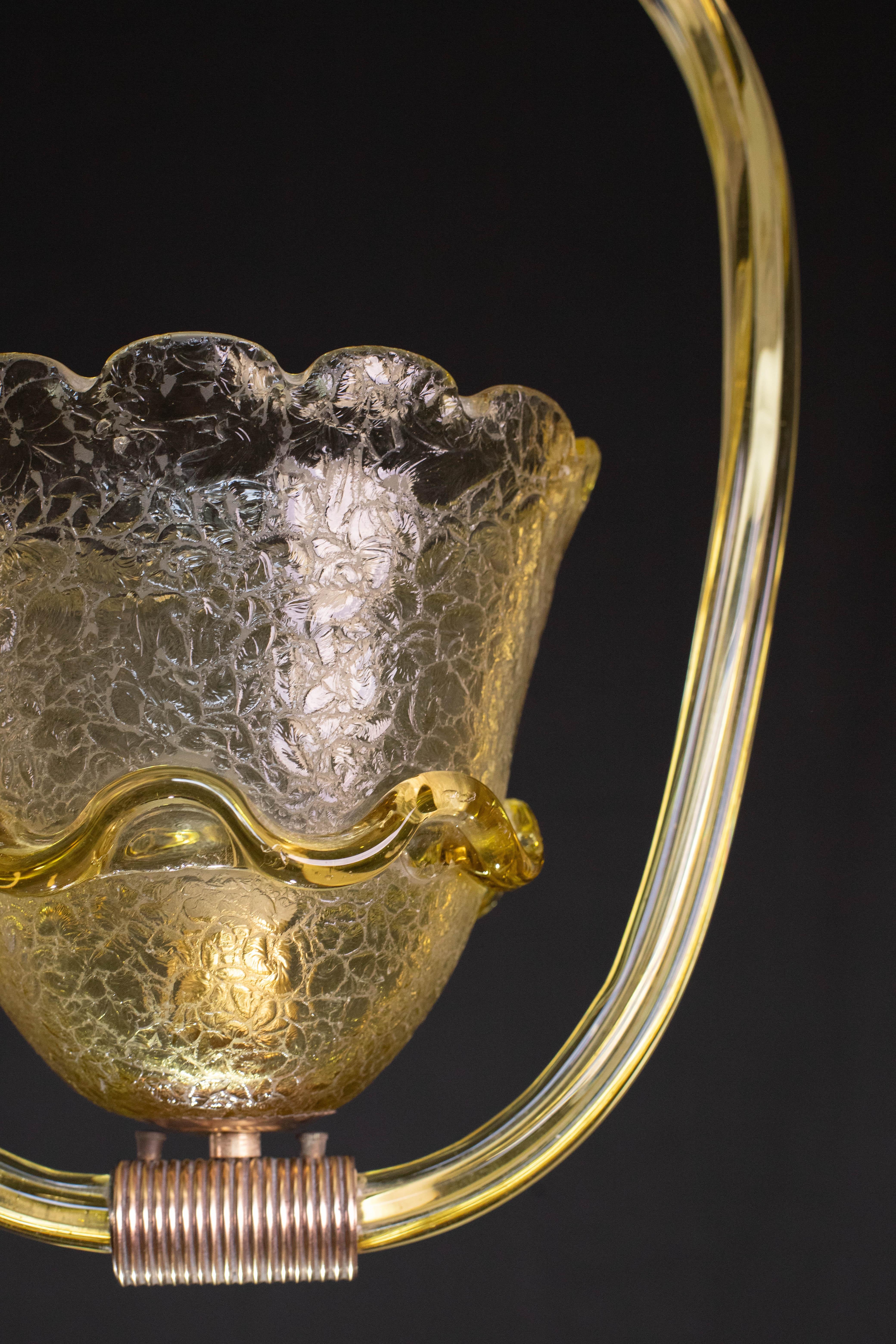 Very Rare Amber Art Deco Barovier e Toso Chandelier, 1940 For Sale 1