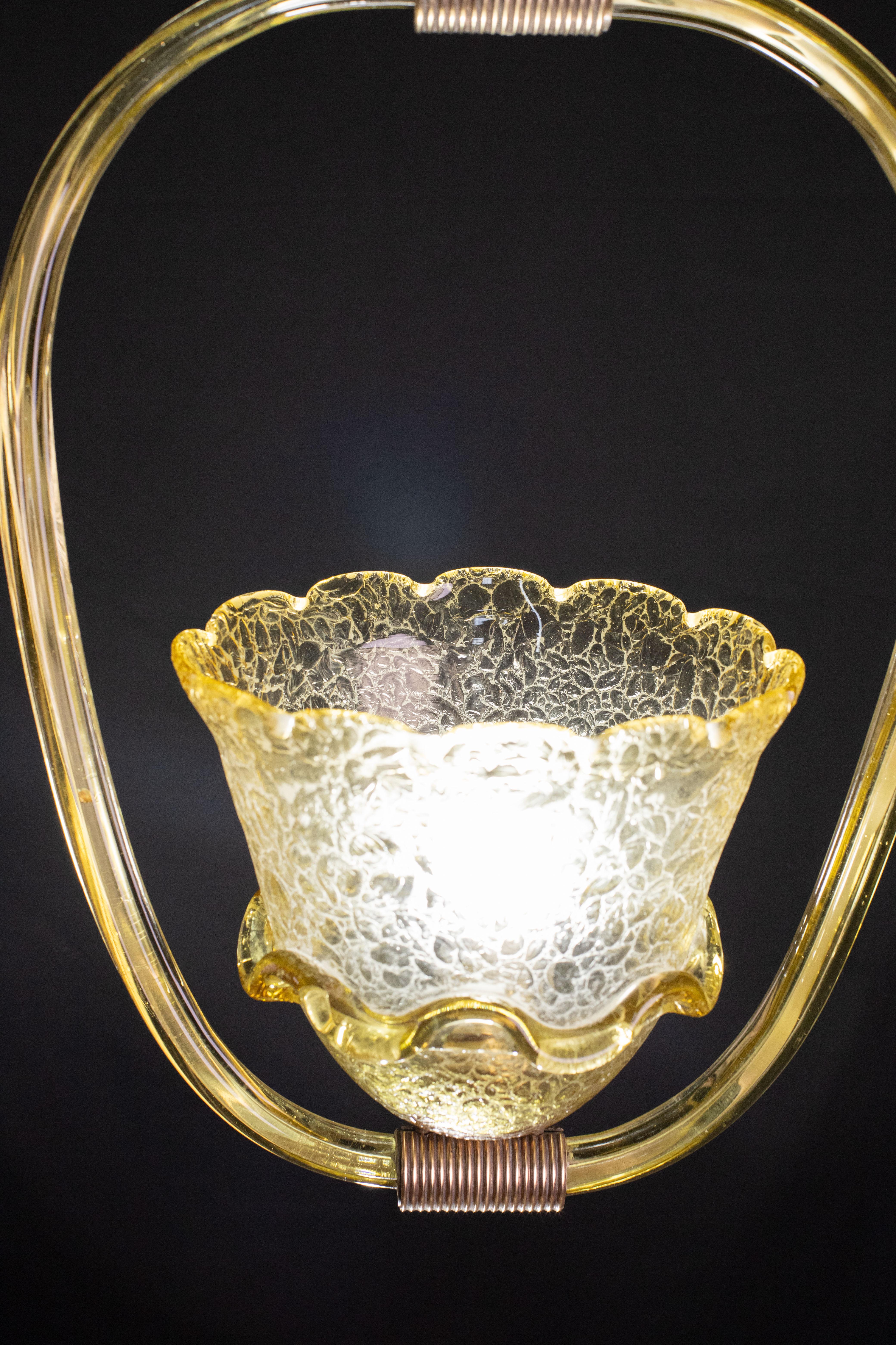 Very Rare Amber Art Deco Barovier e Toso Chandelier, 1940 For Sale 2