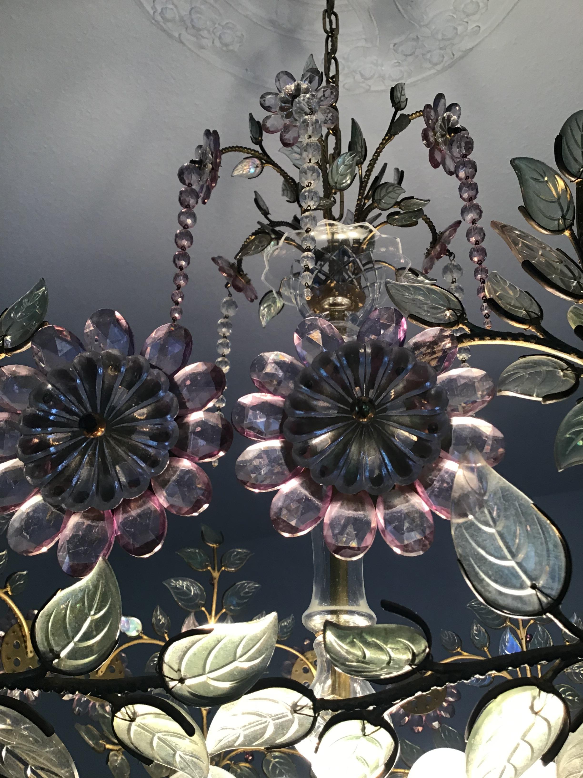 Rare Amethyst Chandelier in the Style of Maison Bagues, France, 1950s 1