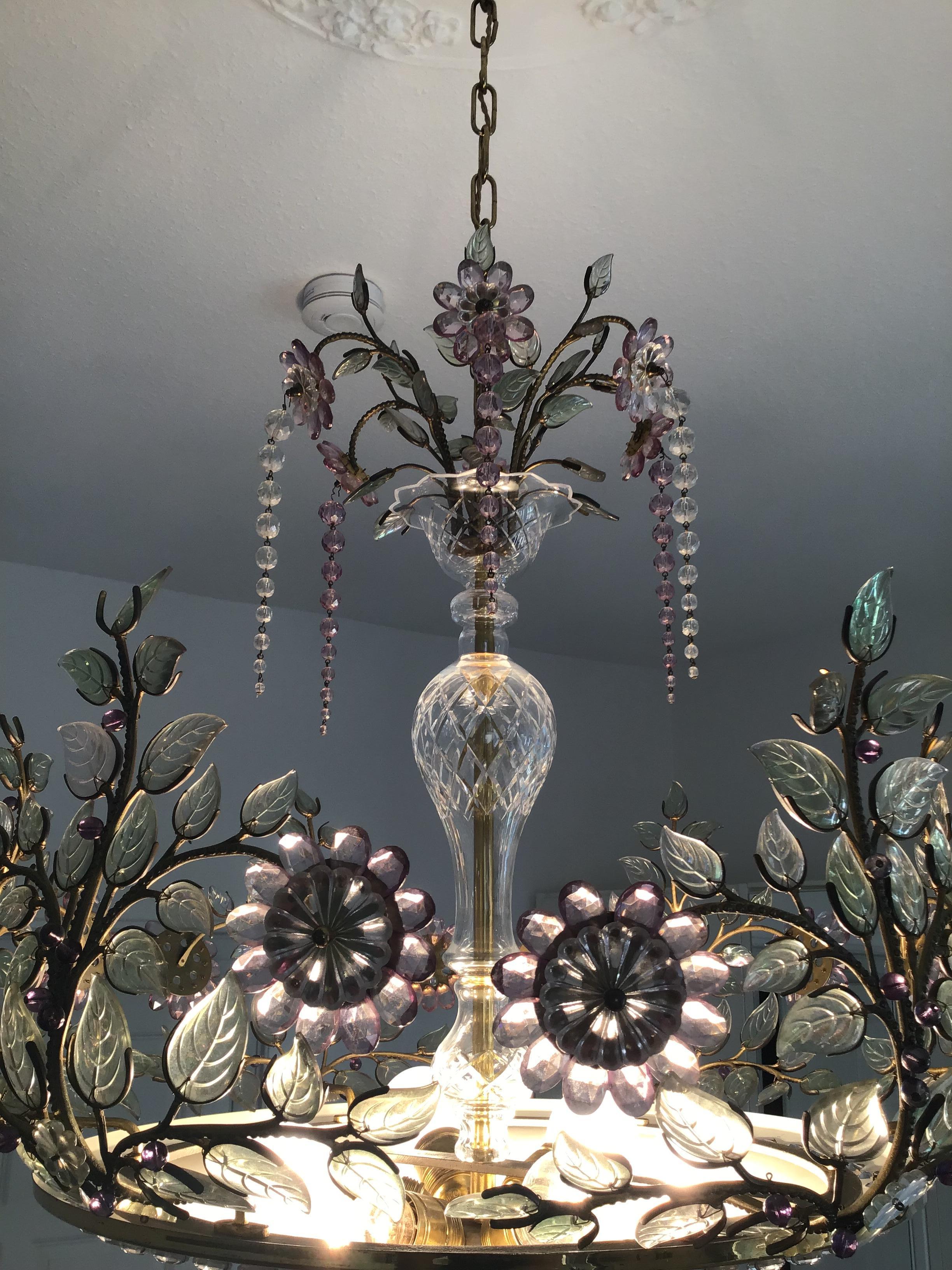Rare Amethyst Chandelier in the Style of Maison Bagues, France, 1950s 2