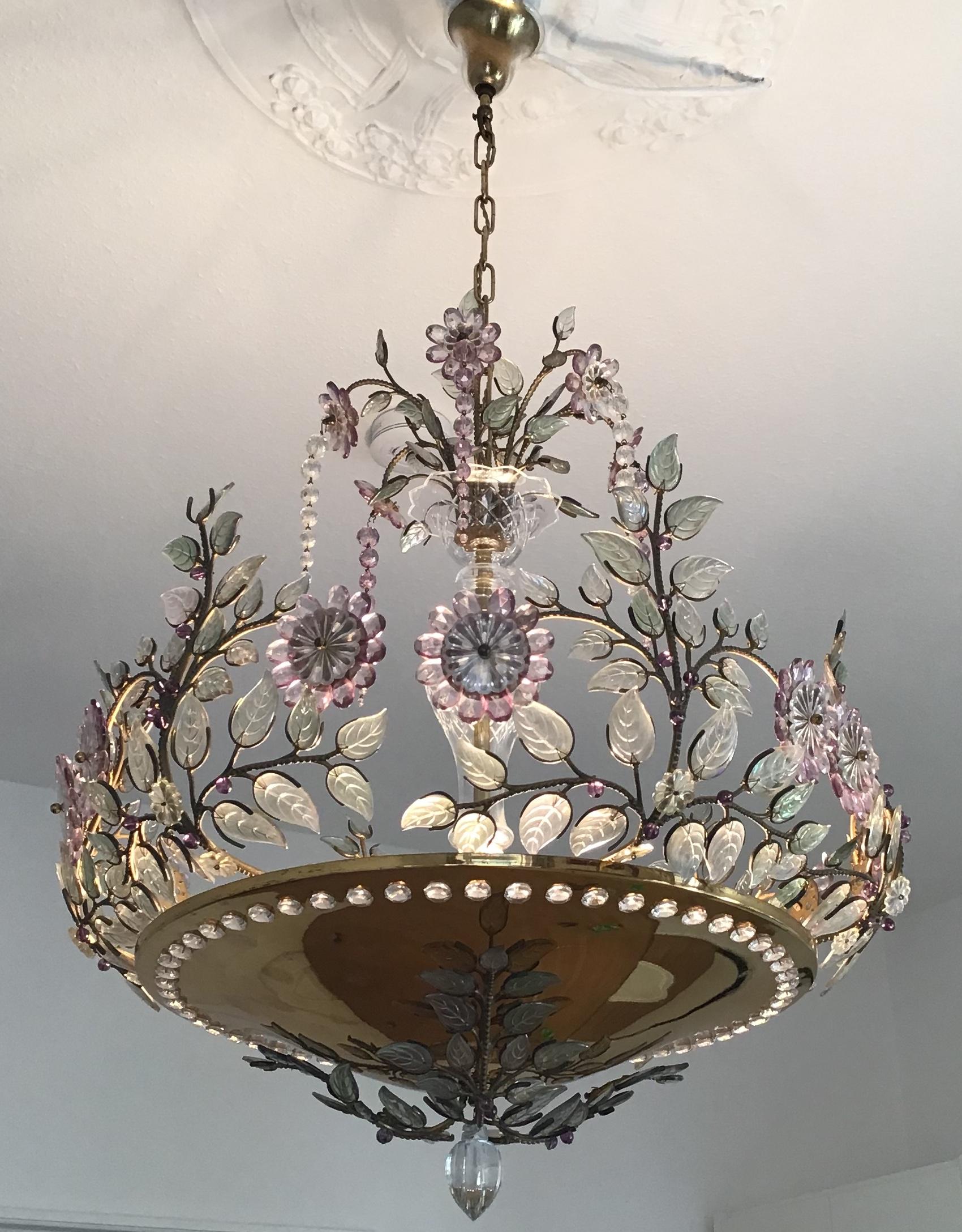 Rare Amethyst Chandelier in the Style of Maison Bagues, France, 1950s 3