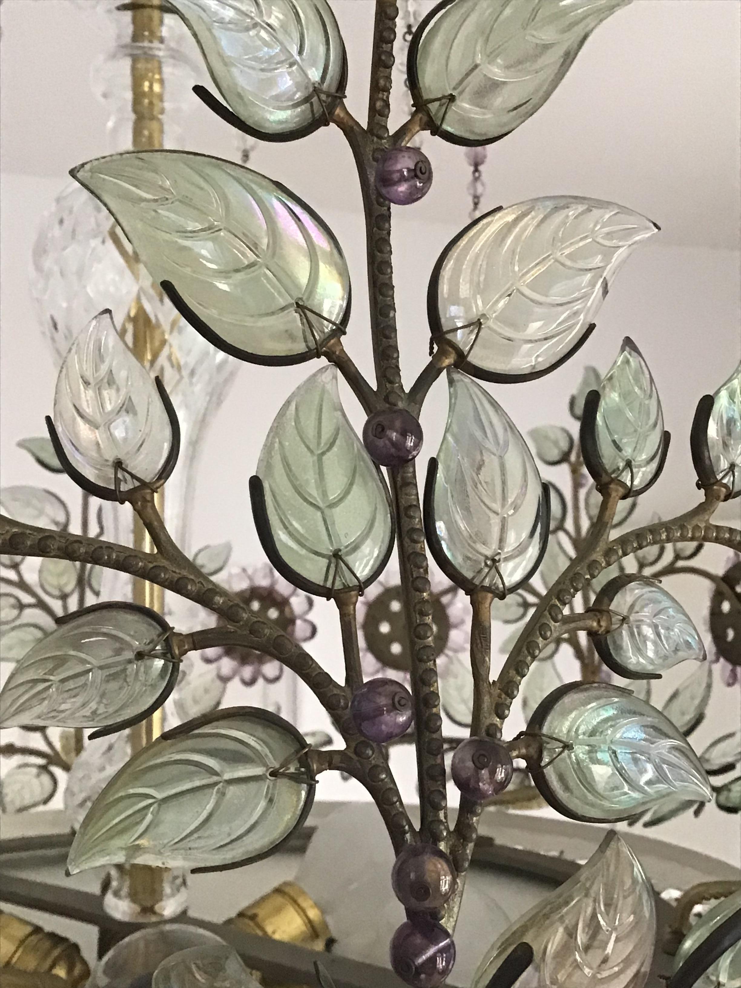 Seltener Amethyst-Kronleuchter im Stil von Maison Bagues, Frankreich, 1950er Jahre im Zustand „Gut“ in Wiesbaden, Hessen