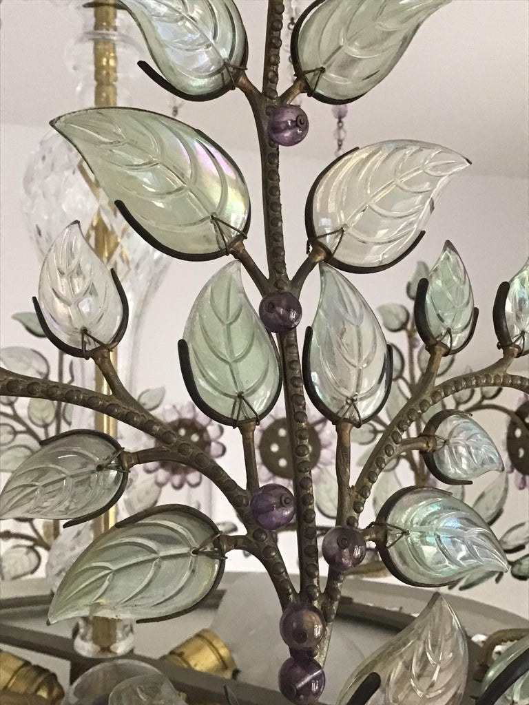 Rare Amethyst Chandelier in the Style of Maison Bagues, France, 1950s In Good Condition For Sale In Wiesbaden, Hessen