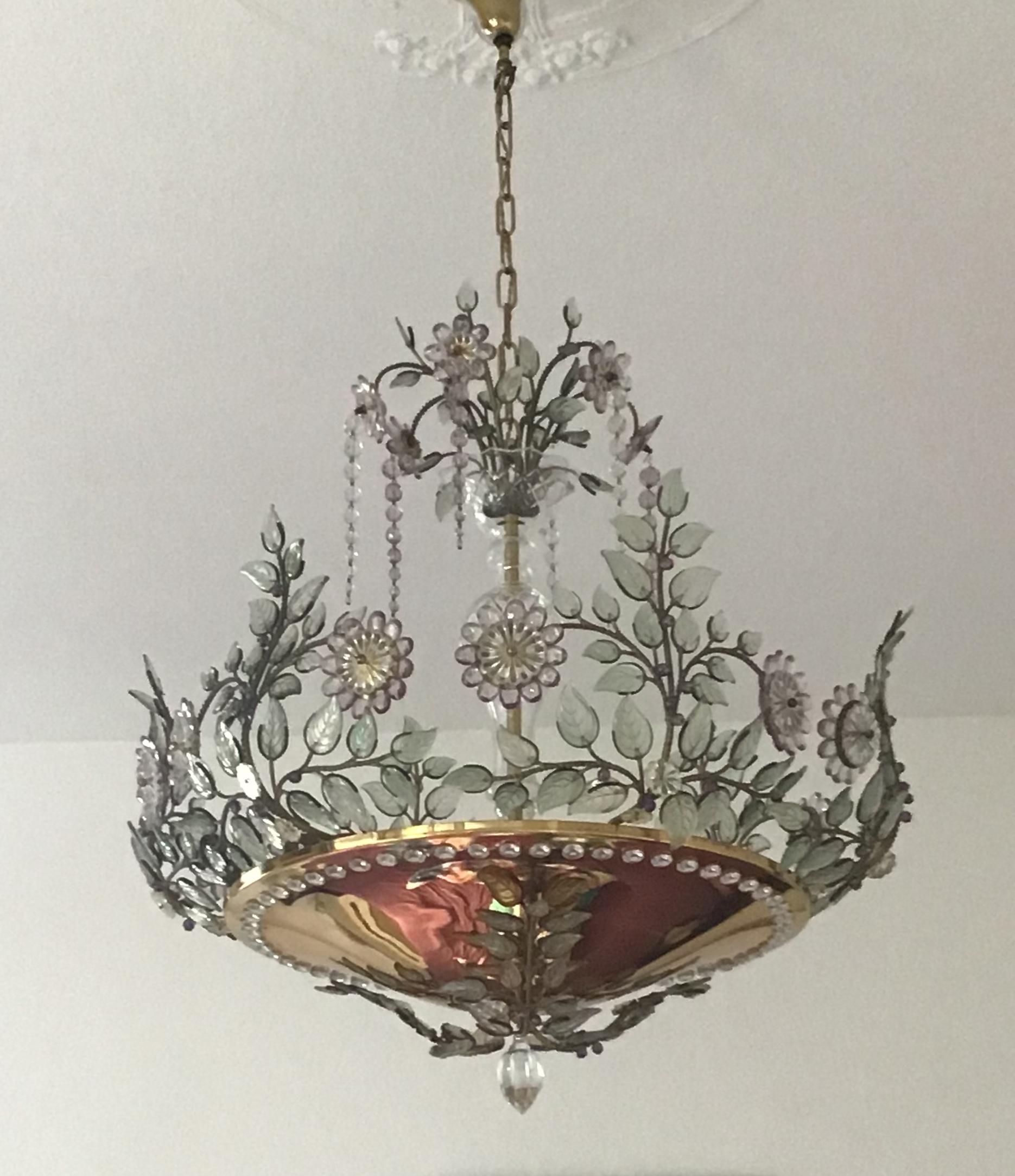 Rare Amethyst Chandelier in the Style of Maison Bagues, France, 1950s In Good Condition In Wiesbaden, Hessen