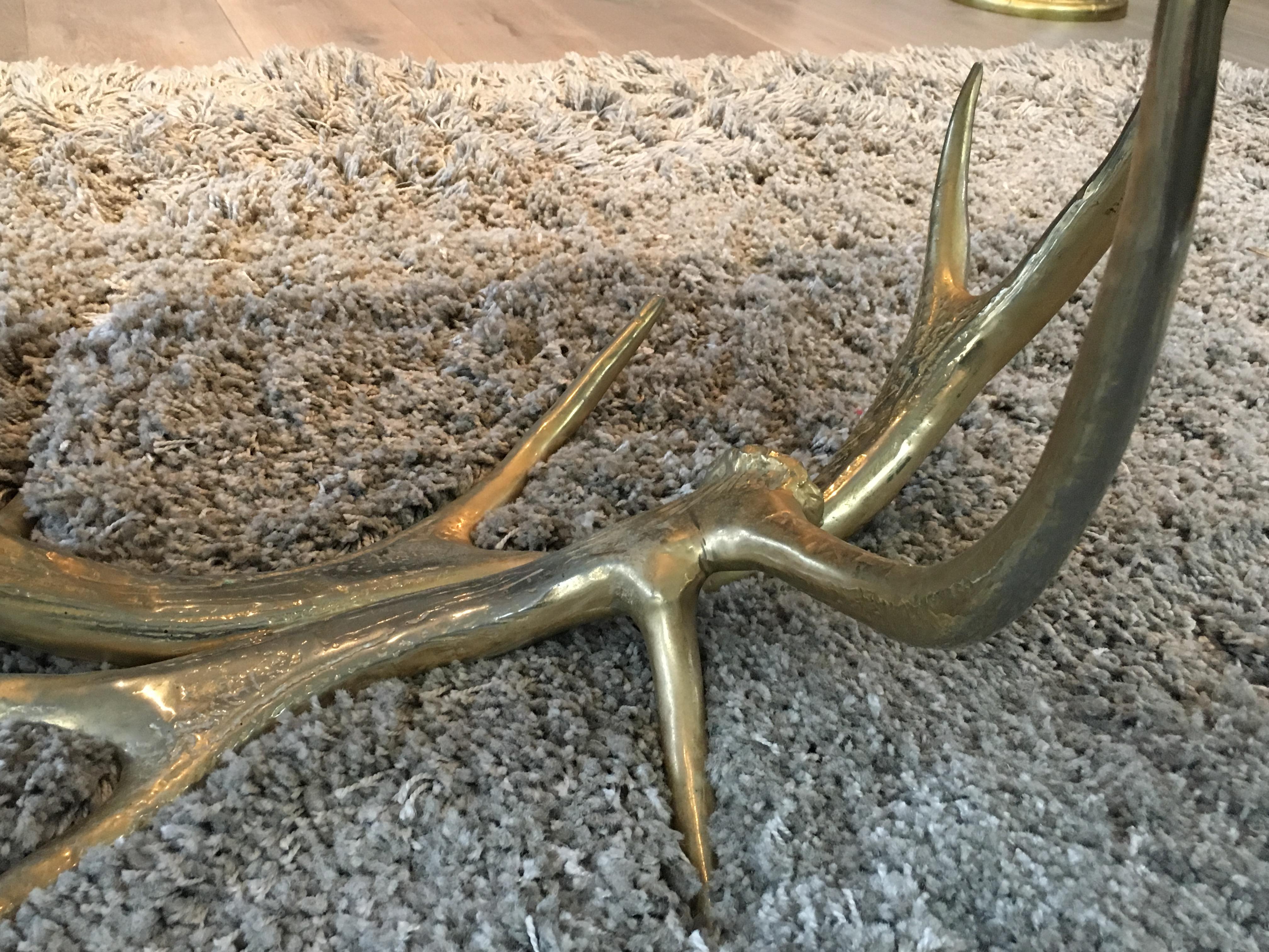 Very Rare and Beautiful Gold Gilt Metal Deer Antler Coffee Table 3