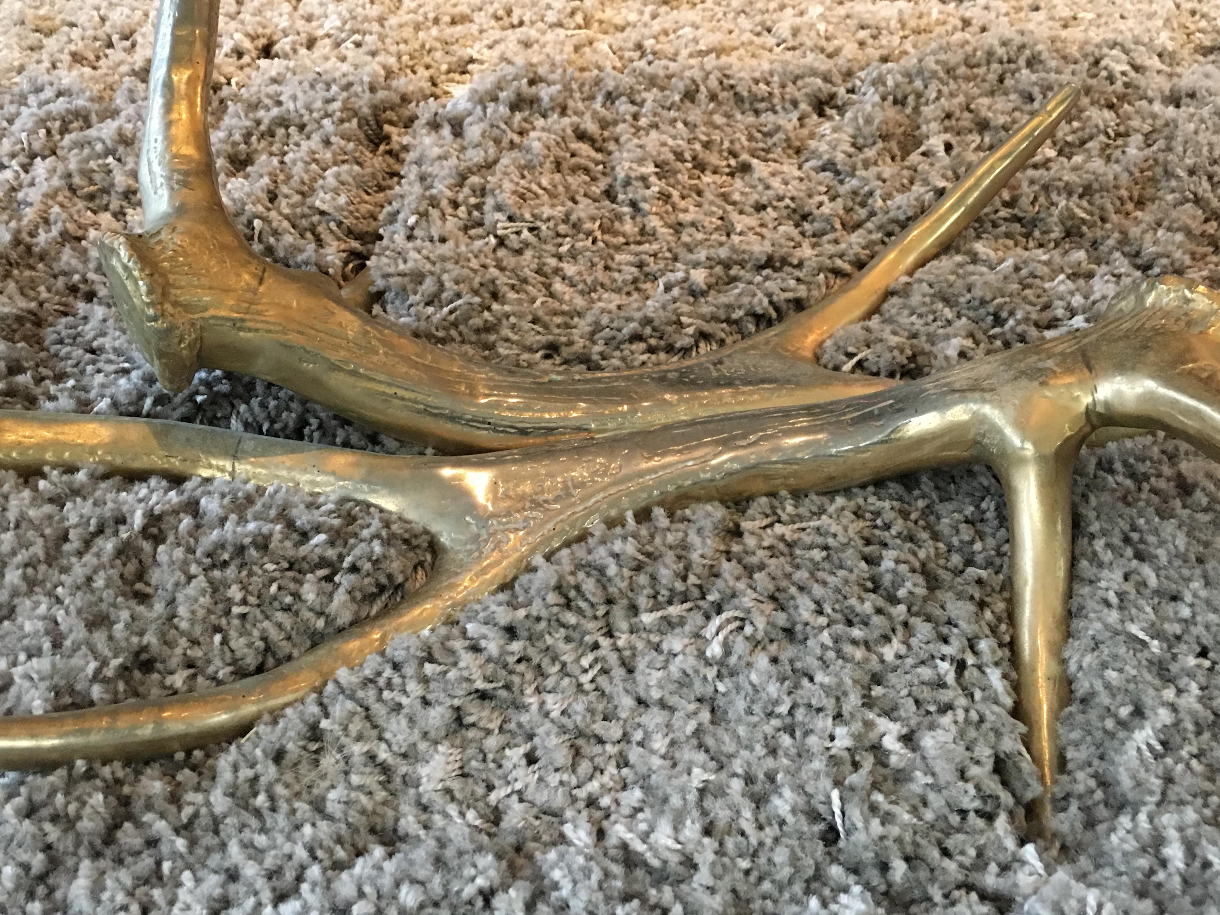 Very Rare and Beautiful Gold Gilt Metal Deer Antler Coffee Table 4