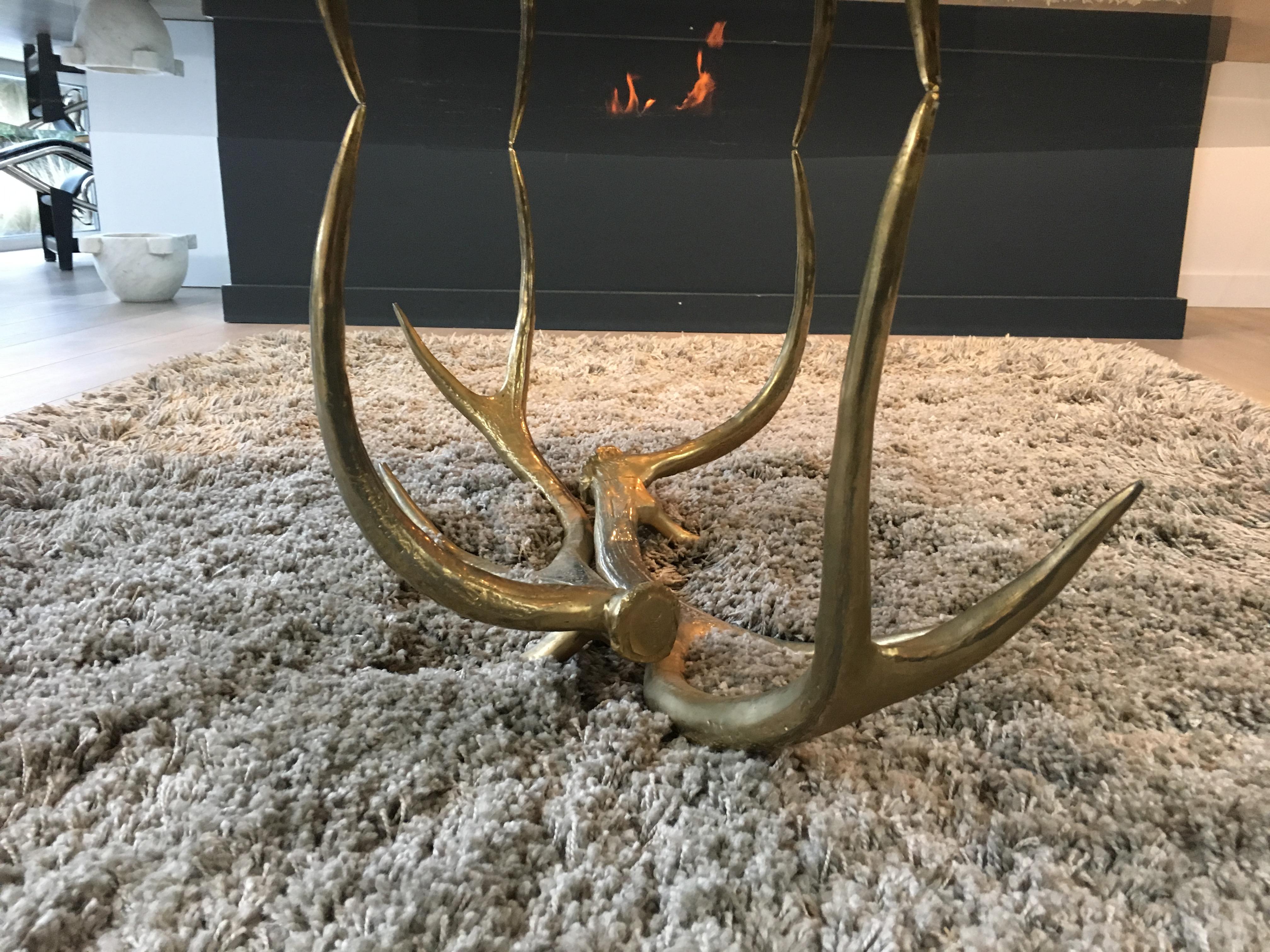 Very Rare and Beautiful Gold Gilt Metal Deer Antler Coffee Table 8
