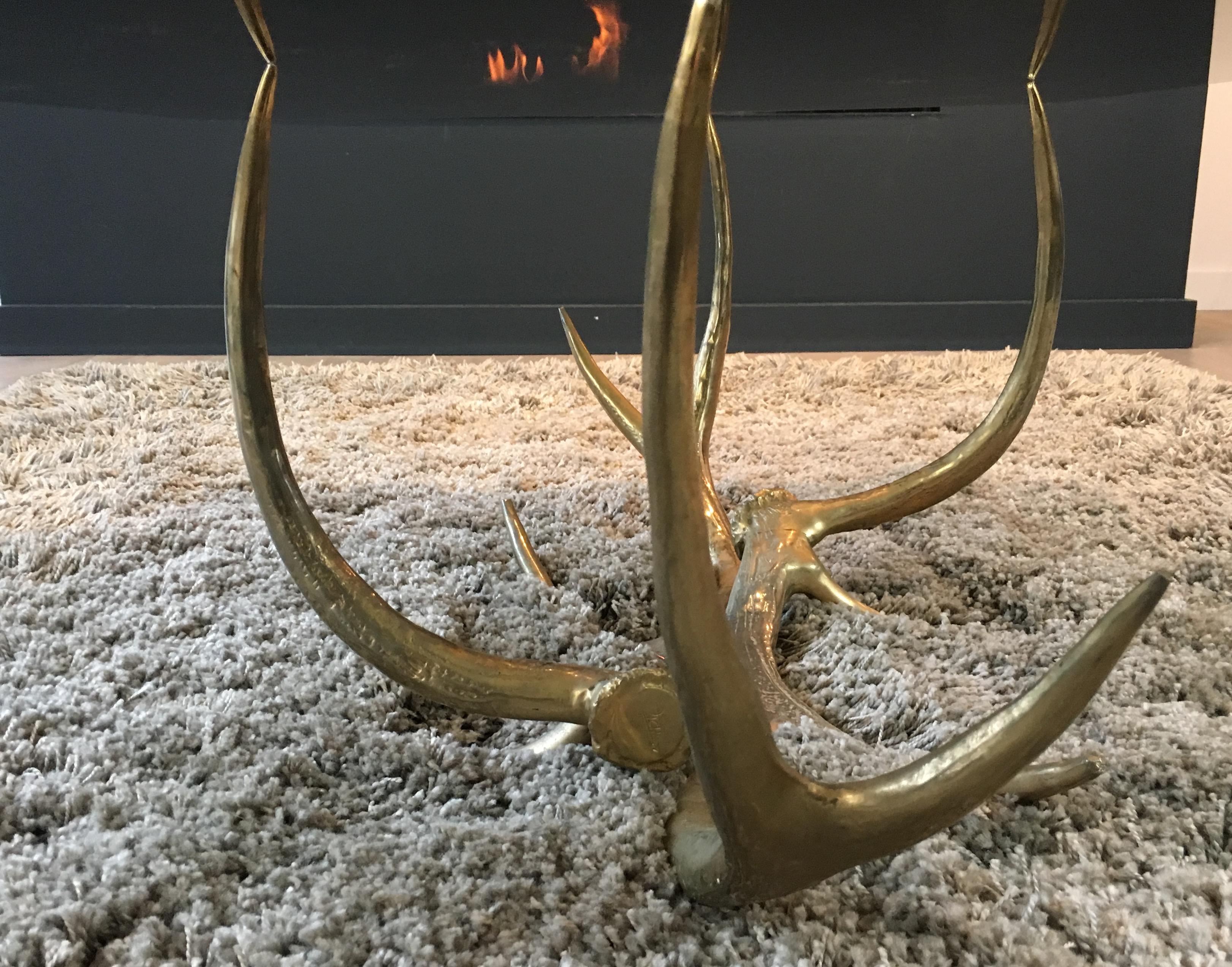 Very Rare and Beautiful Gold Gilt Metal Deer Antler Coffee Table 9