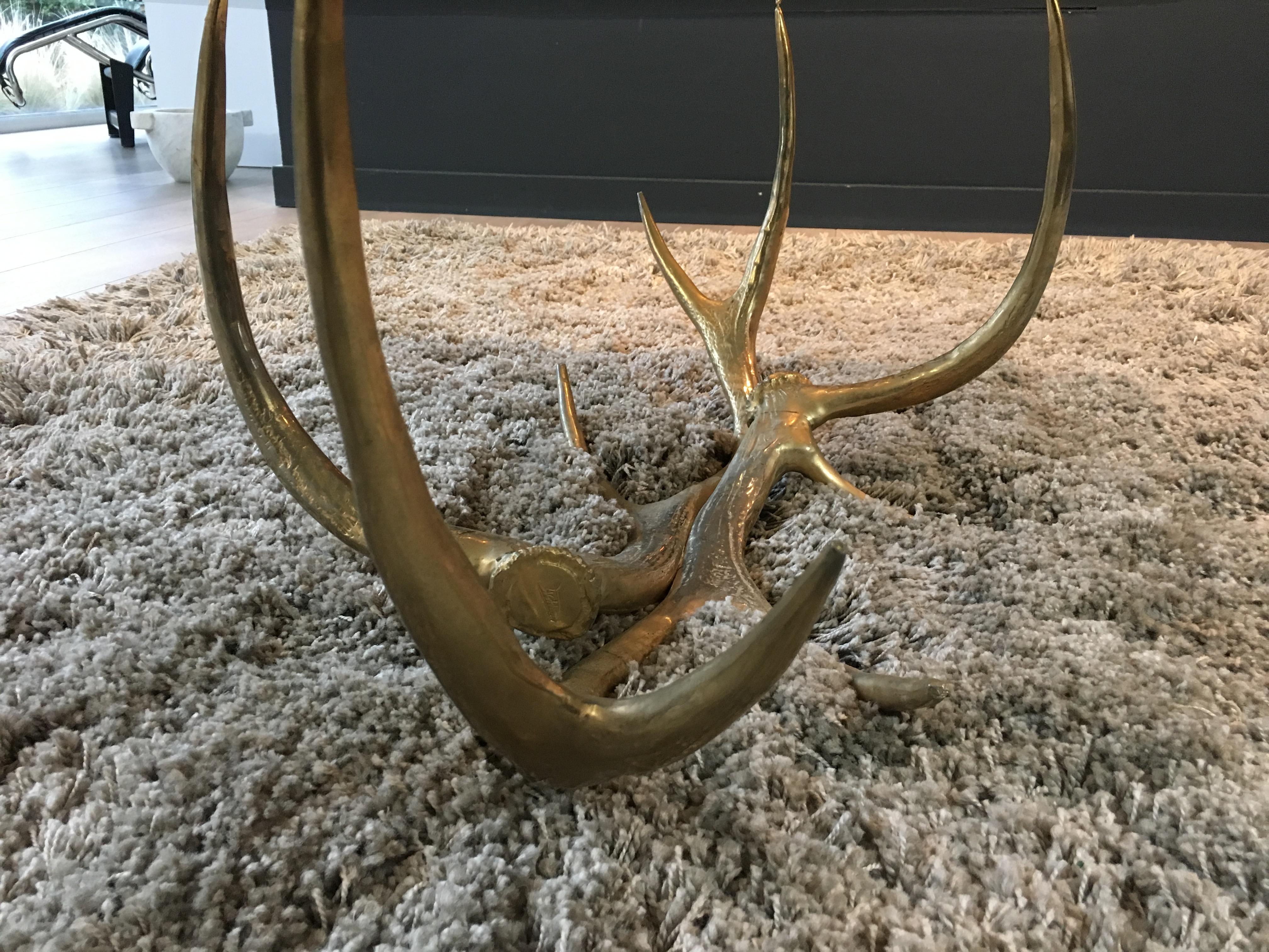 Very Rare and Beautiful Gold Gilt Metal Deer Antler Coffee Table 10