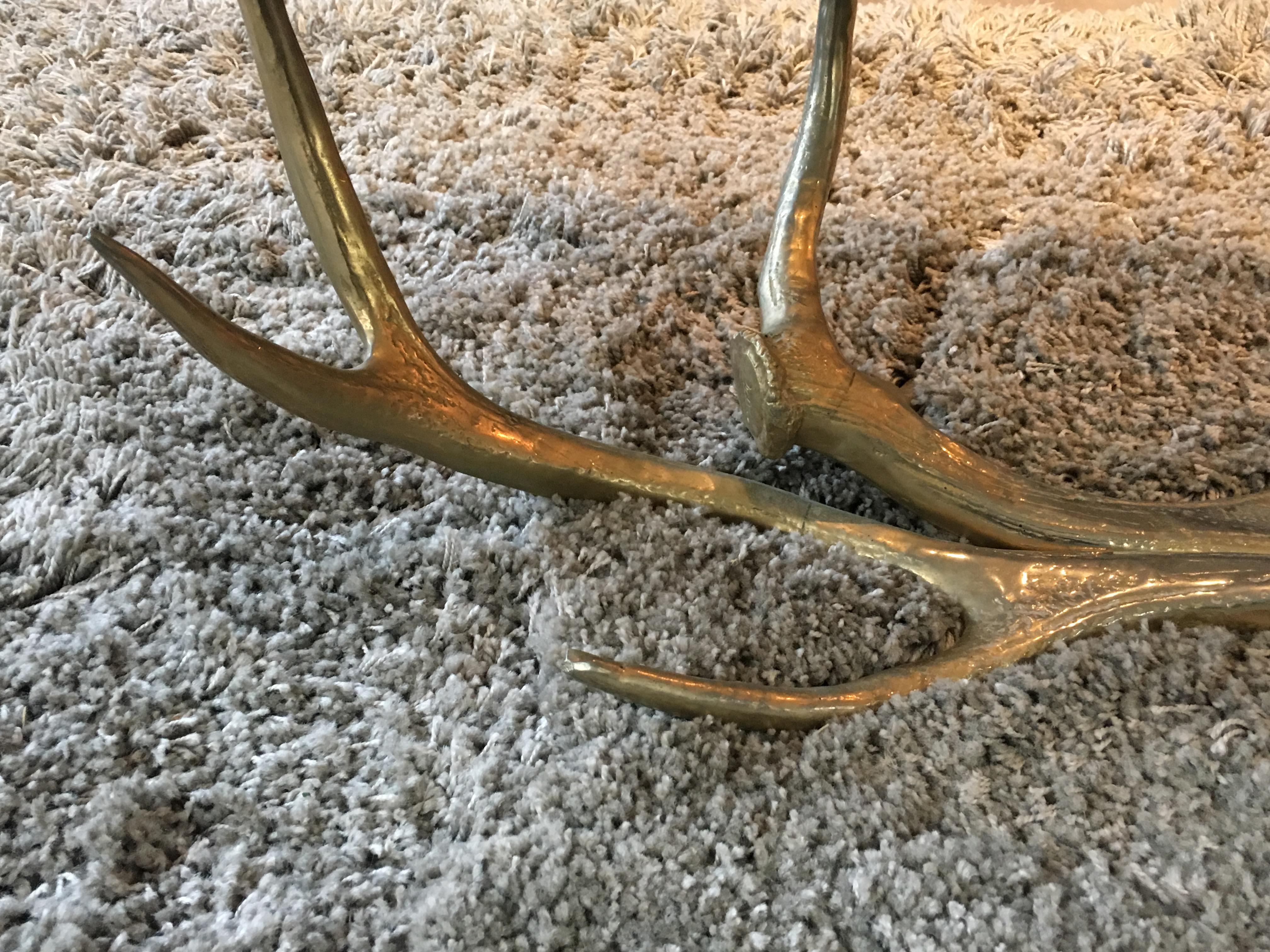 Late 20th Century Very Rare and Beautiful Gold Gilt Metal Deer Antler Coffee Table