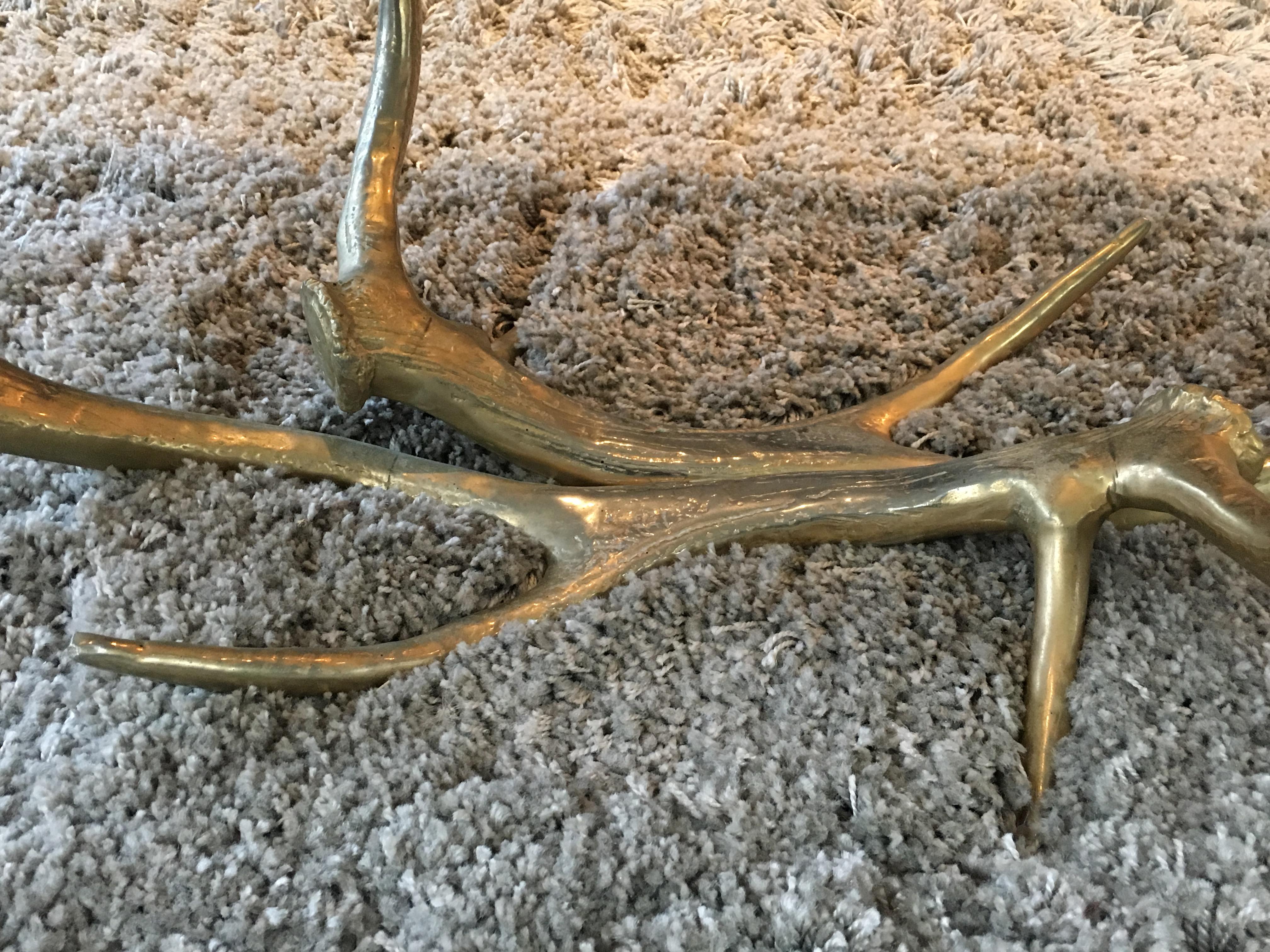 Very Rare and Beautiful Gold Gilt Metal Deer Antler Coffee Table 1