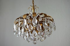 Very Rare and Beautiful Gold-Plated Chandelier by Palwa, 1960s