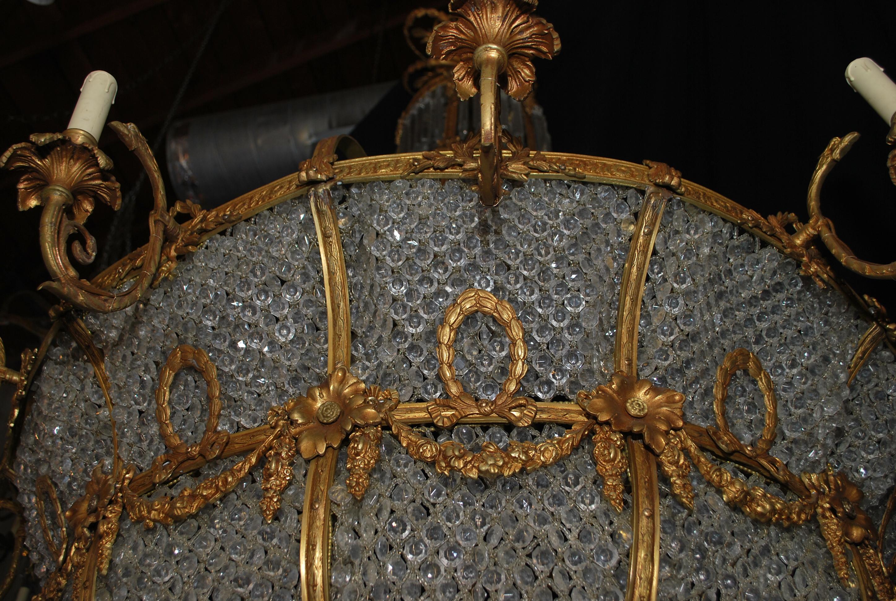 Very rare and beautiful large french brass chandelier For Sale 5