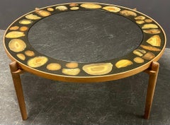 Very Rare and Exclusive Cocktail Table with Agate Inlays and Teakwood Base
