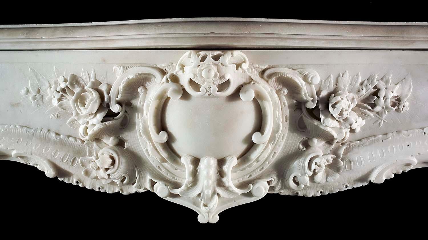 Very Rare and Important Mid-18th Century English Rococo Marble Fireplace Mantel 3