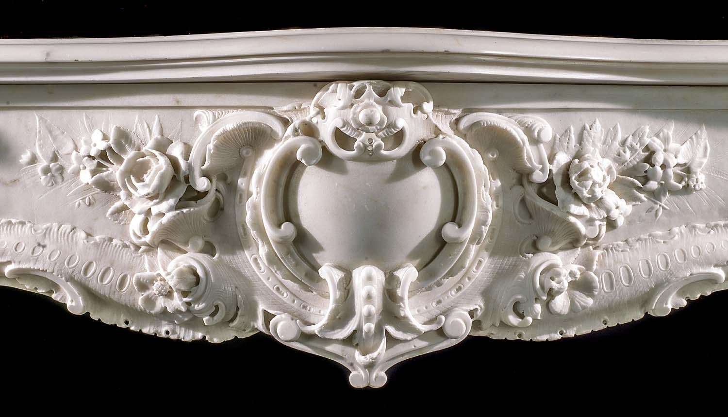 Very Rare and Important Mid-18th Century English Rococo Marble Fireplace Mantel 1