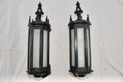 Very Rare and Large 1920's Cast Iron Outdoor Sconces