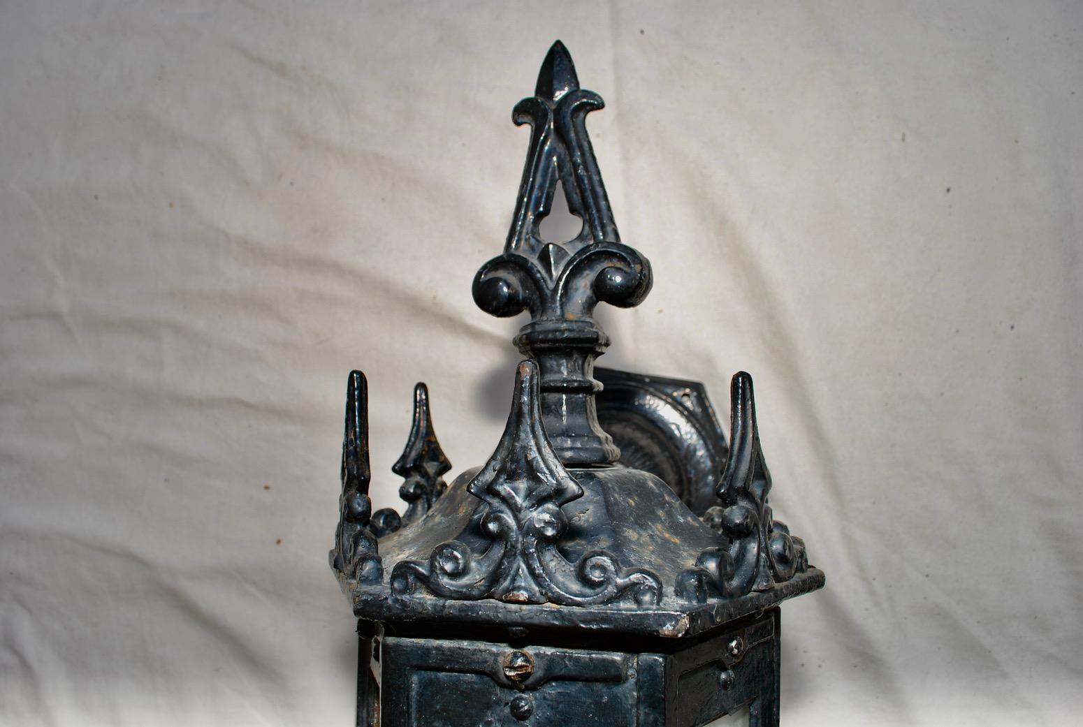 Early 20th Century Very Rare and Large 1920's Cast Iron Outdoor Sconces