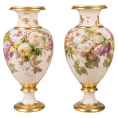 Very Rare and Large Pair of 19th Century Pink Paris Porcelain Vases