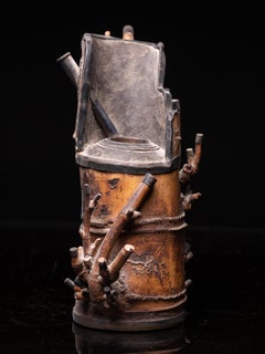 Very Rare and Old Chinese Tubular Water Pipe, Made from the Root of a Bamboo
