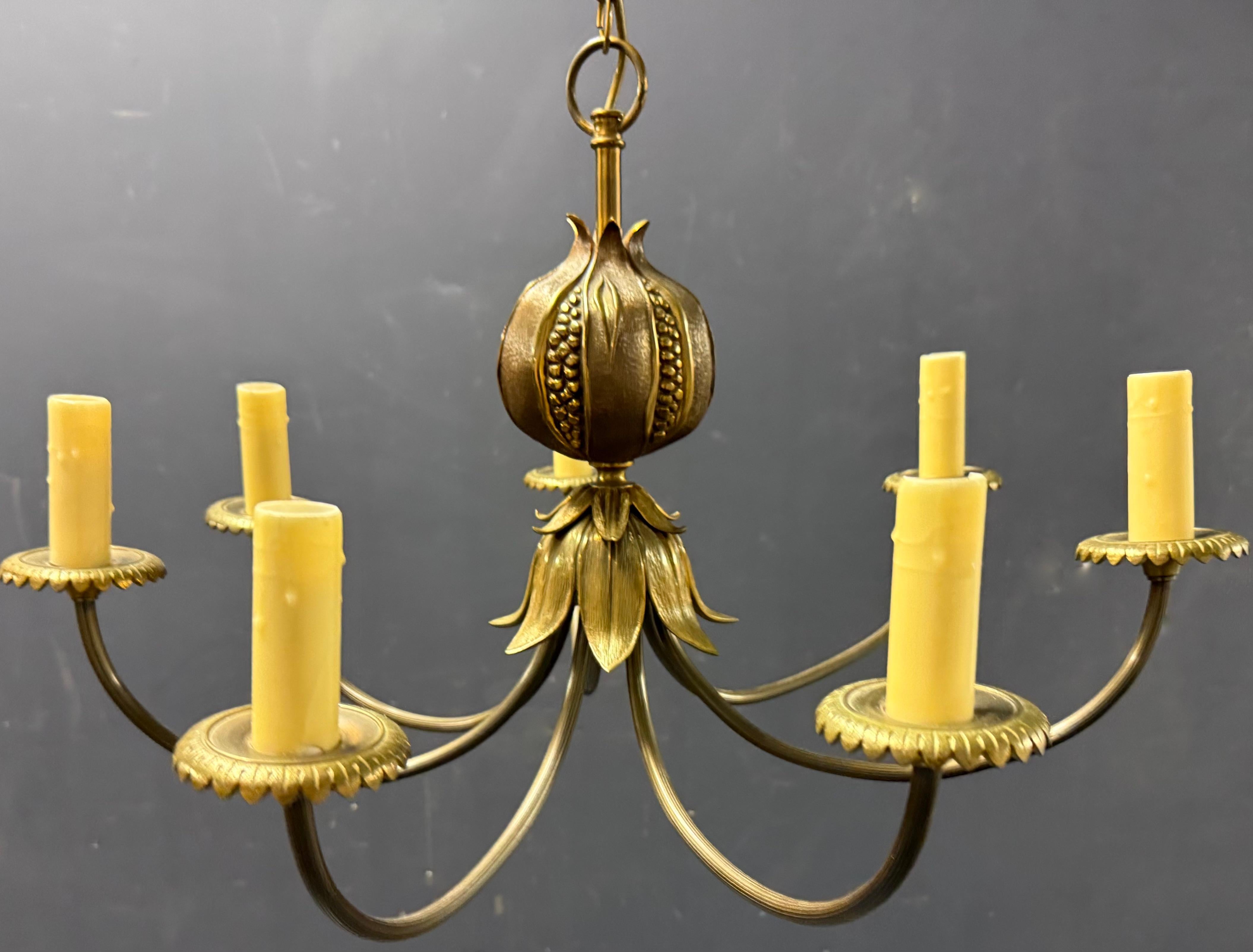Hollywood Regency Very rare and signed pomegranate chandelier by Maison Charles For Sale