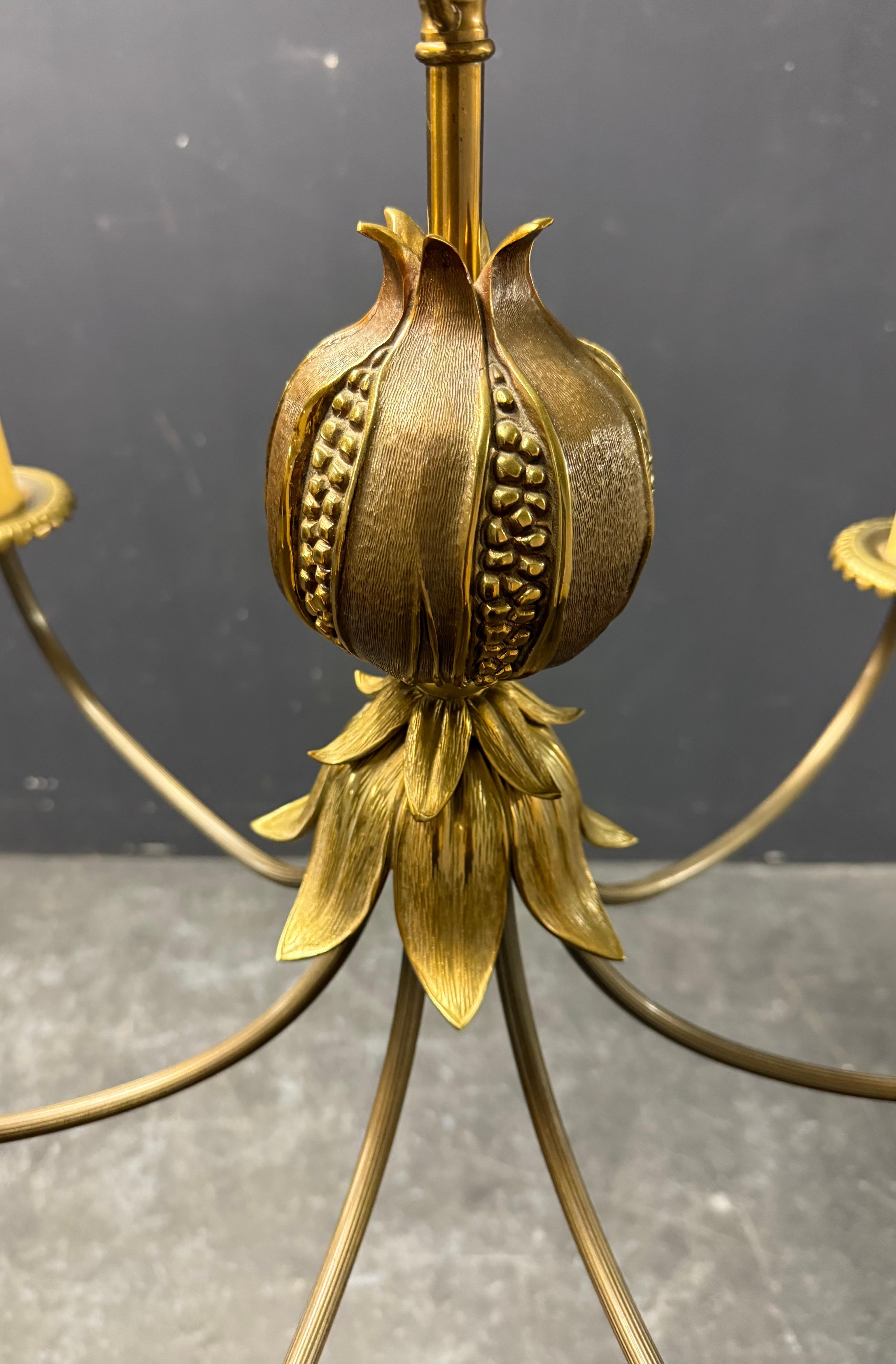 Gilt Very rare and signed pomegranate chandelier by Maison Charles For Sale