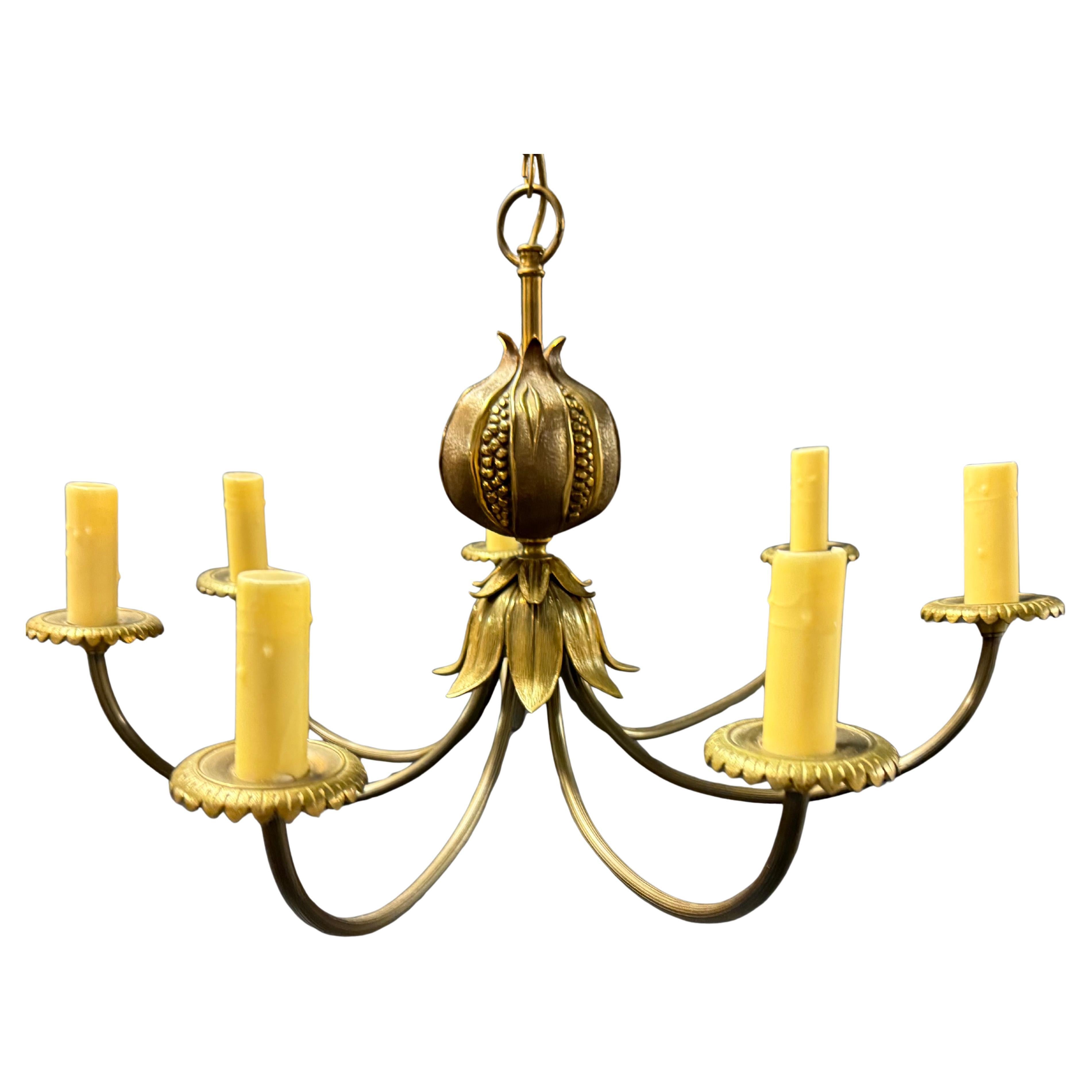 Very rare and signed pomegranate chandelier by Maison Charles For Sale