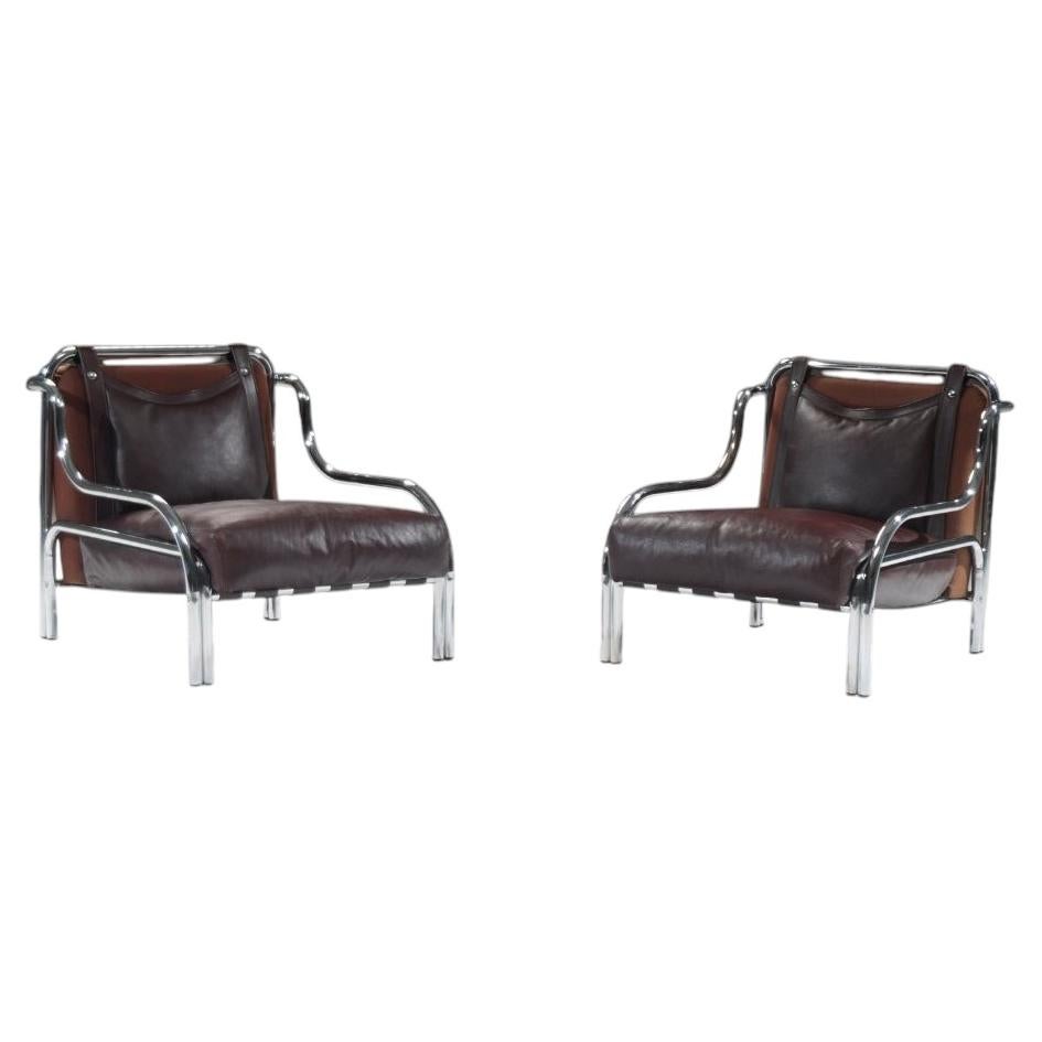 Fauteuils « Stringa Lounge » très rares et magnifiques, créés par Gae Aulenti pour Poltronova (Italie)