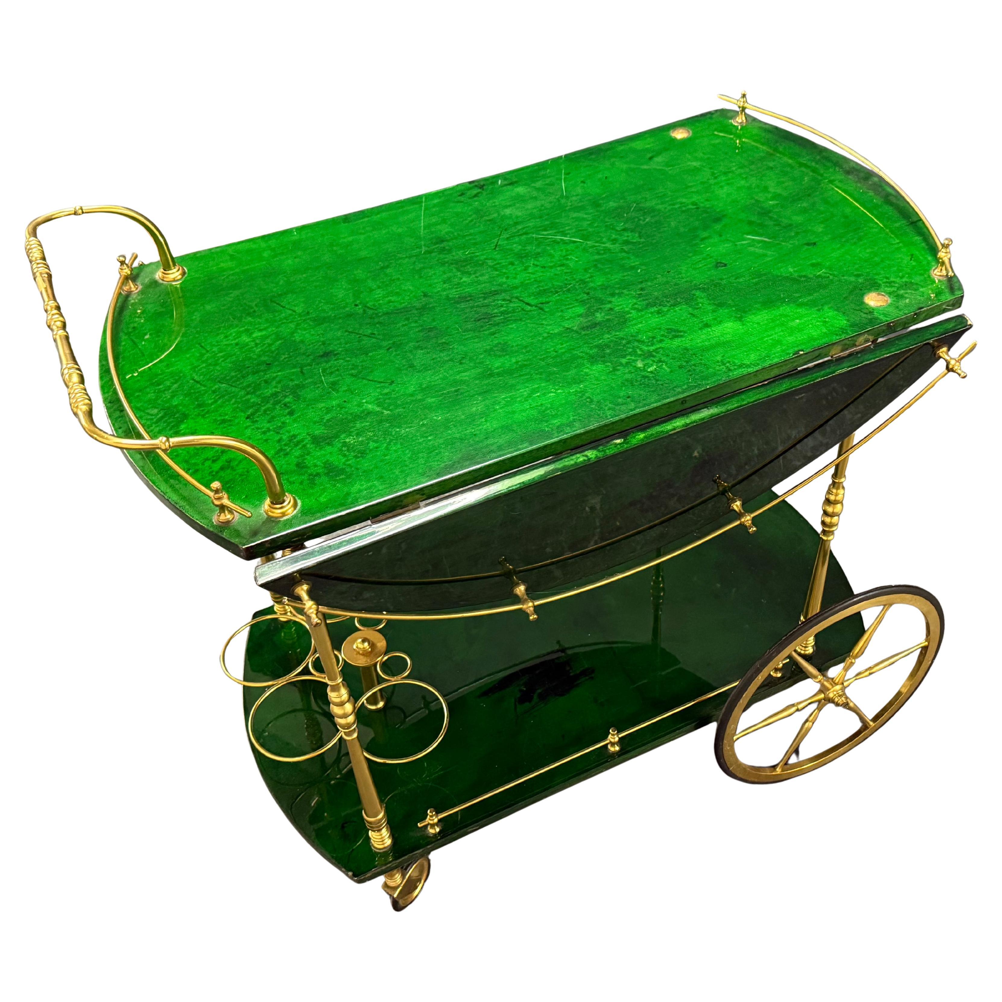 very rare and unusual aldo tura bar cart