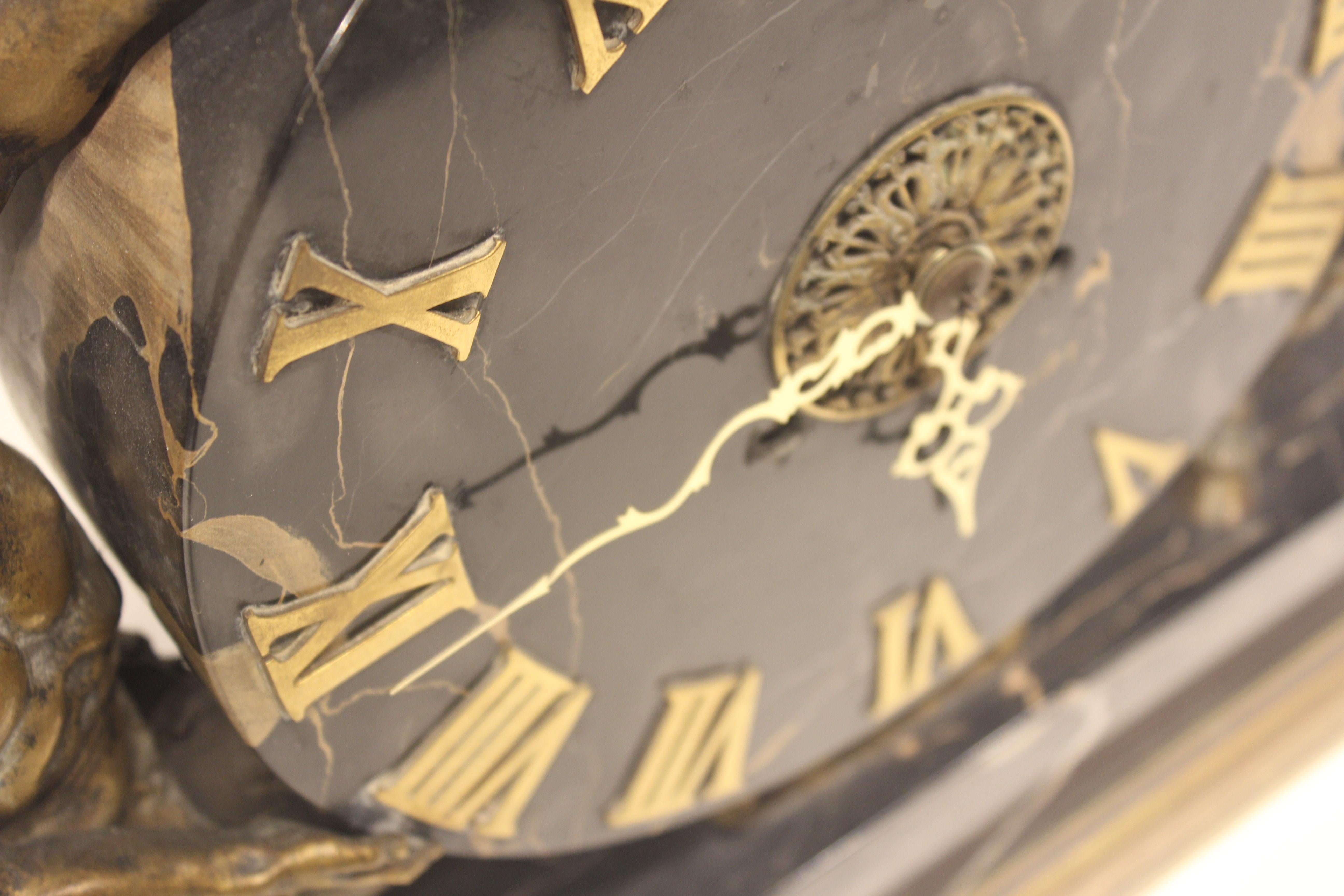 American Very Rare and Unusual Signed E.F. Caldwell Mantel Clock For Sale