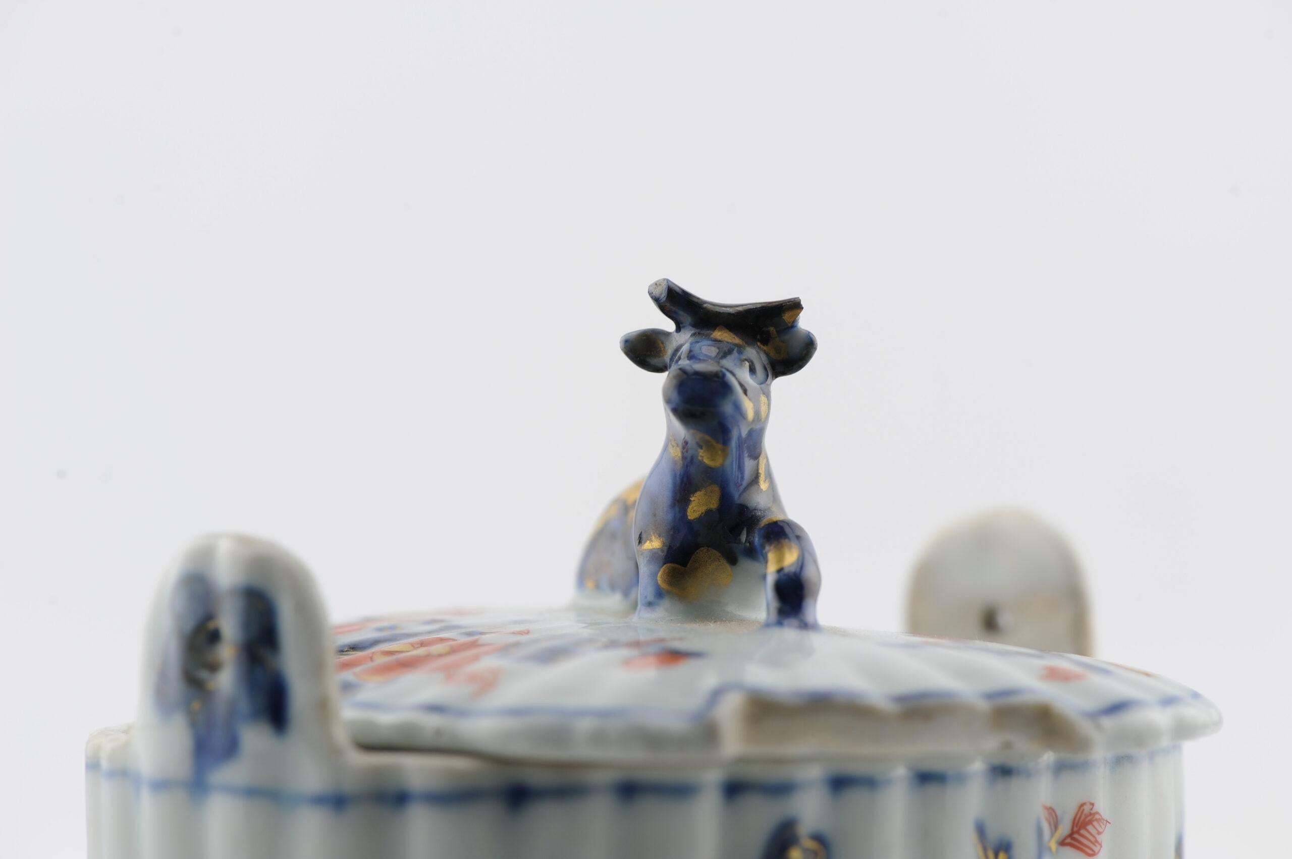 Très rare soupière à beurre de vache Kangxi en porcelaine chinoise de Delft du 18e siècle en vente 11