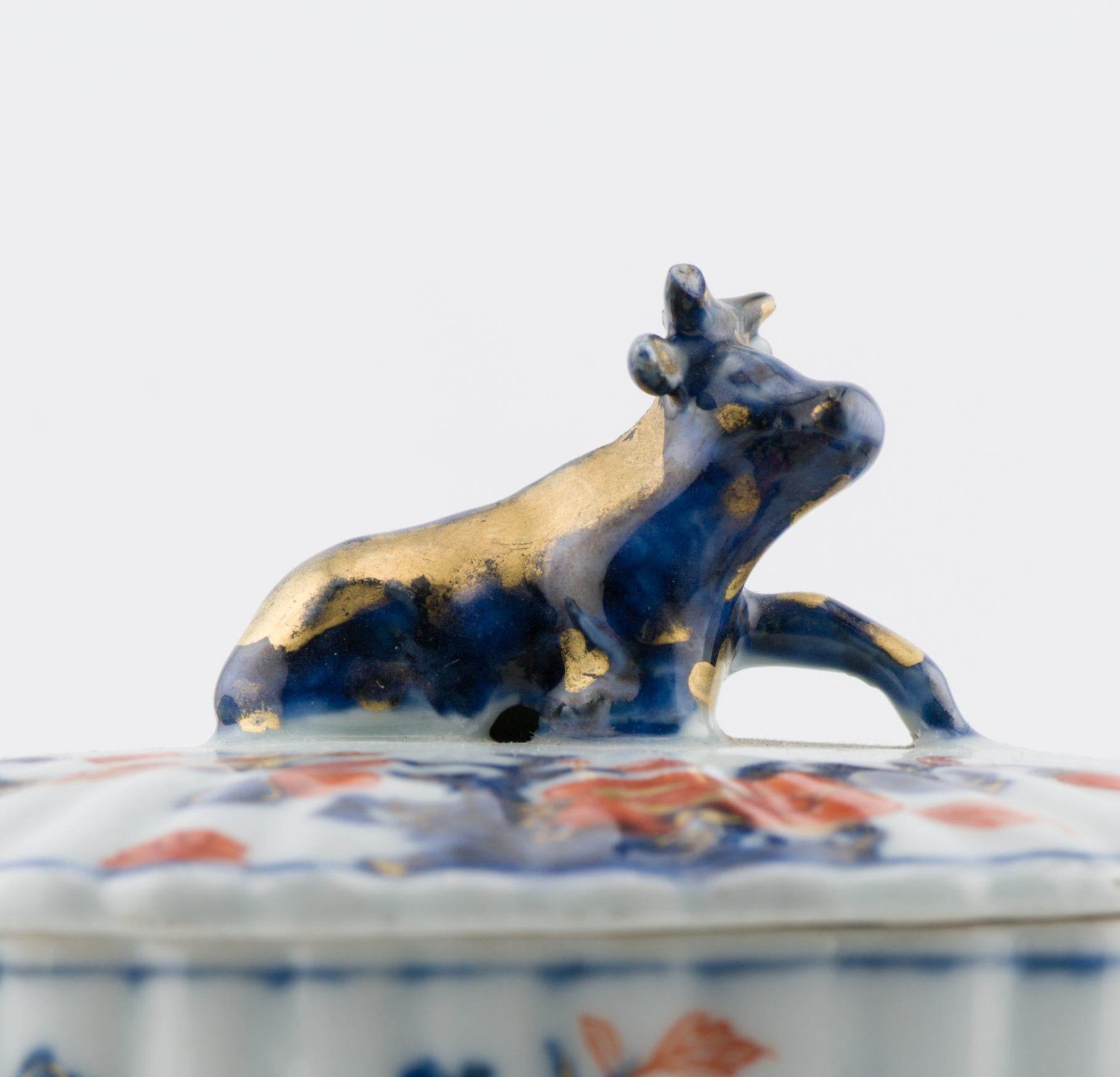 Chinois Très rare soupière à beurre de vache Kangxi en porcelaine chinoise de Delft du 18e siècle en vente