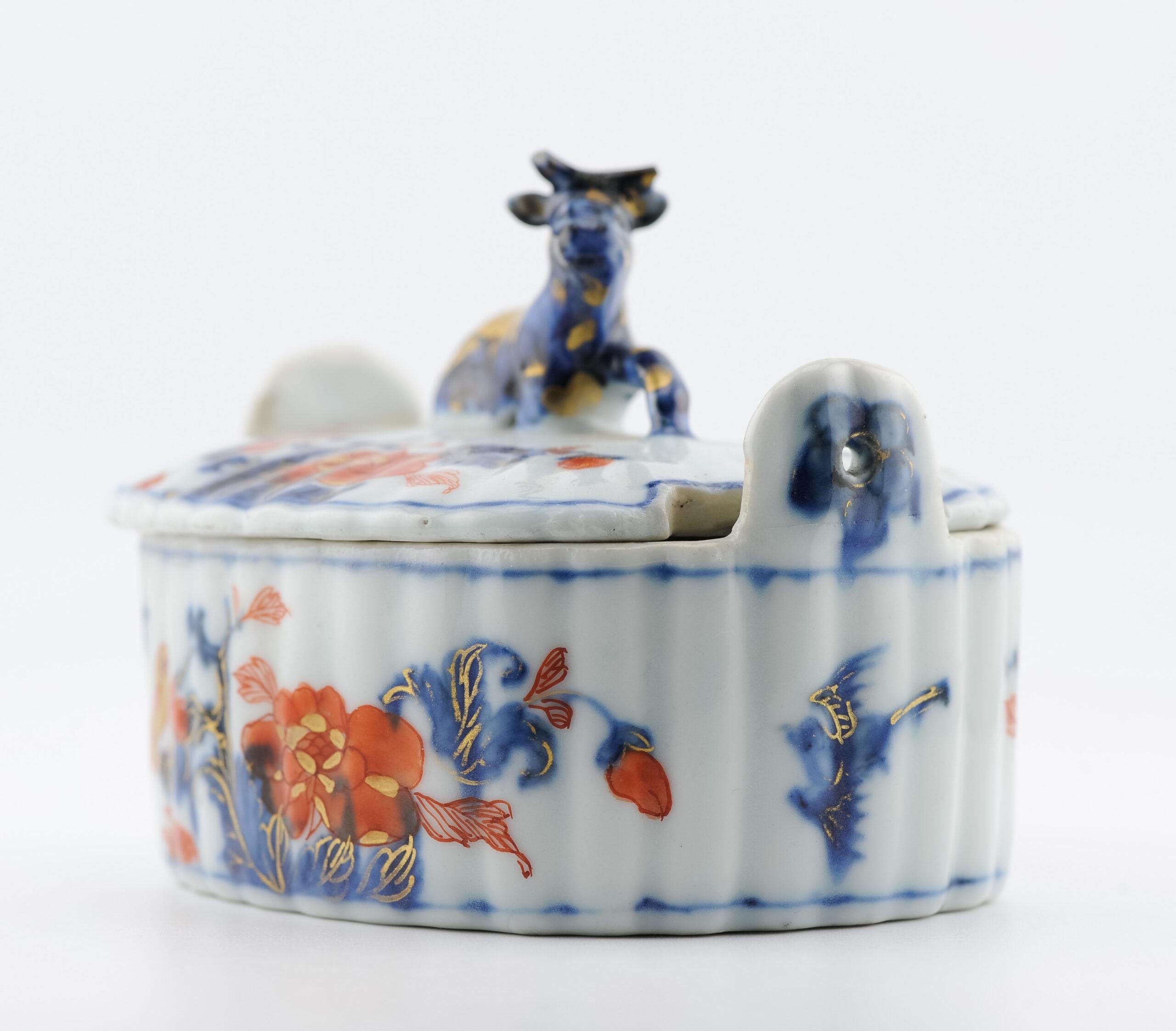 XVIIIe siècle et antérieur Très rare soupière à beurre de vache Kangxi en porcelaine chinoise de Delft du 18e siècle en vente