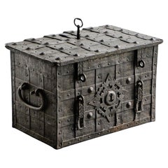 Very Rare Antique Armada Box or Strongbox in Iron Early 17th Century