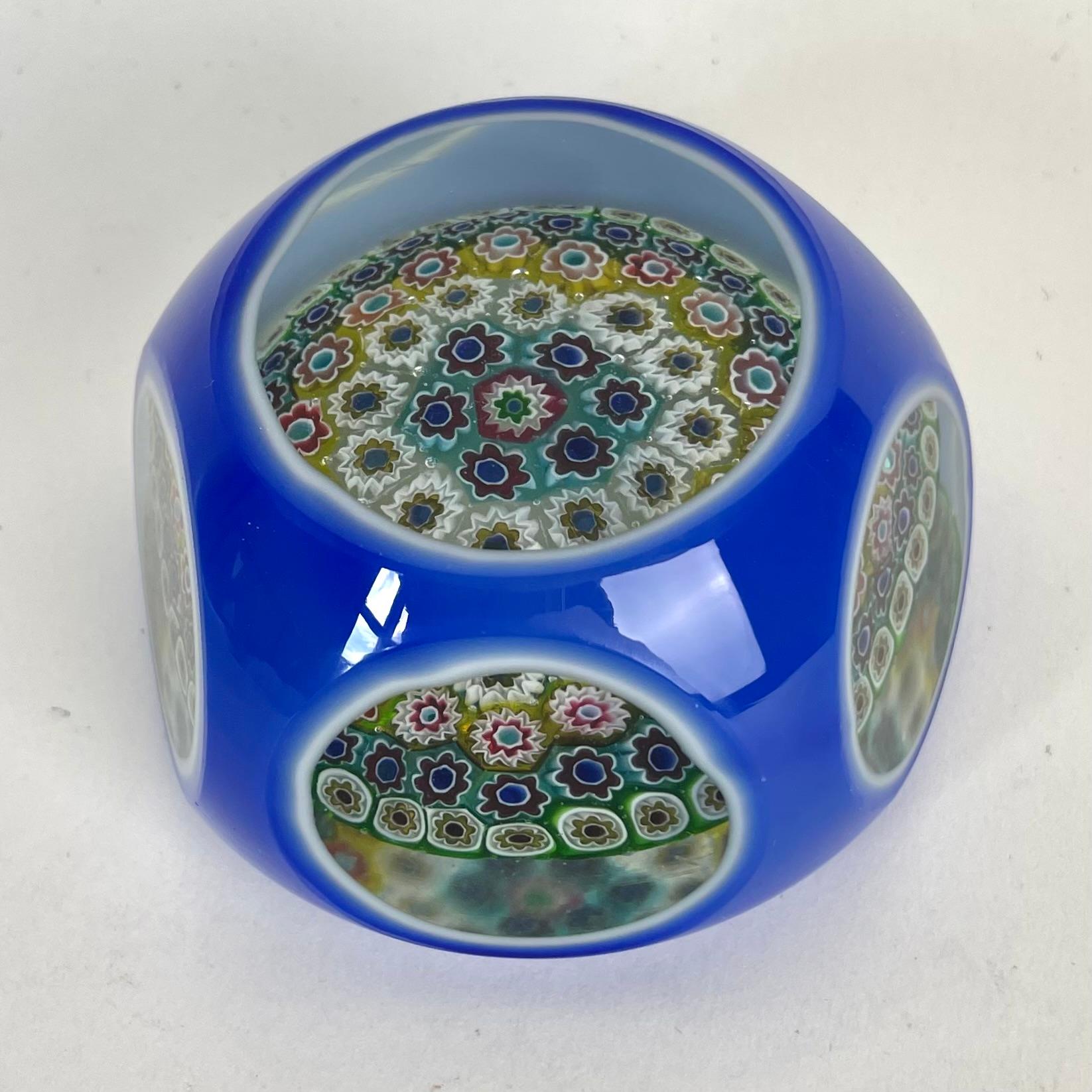 French Very Rare Antique Baccarat Glass Paperweight with complex Millefiori For Sale