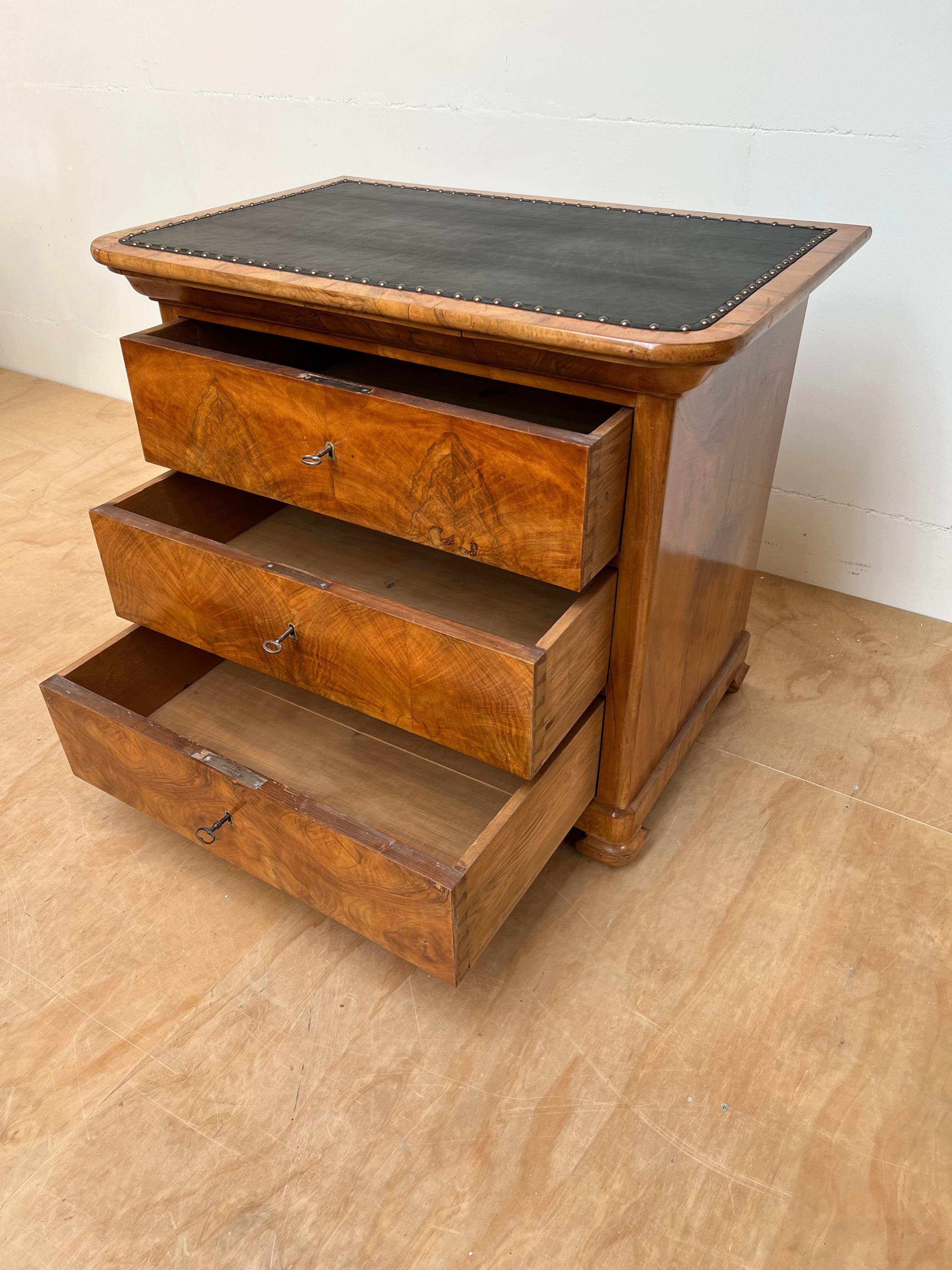 Very Rare Antique Biedermeier Walnut Architect's Drawing Table, Commode or Chest For Sale 2