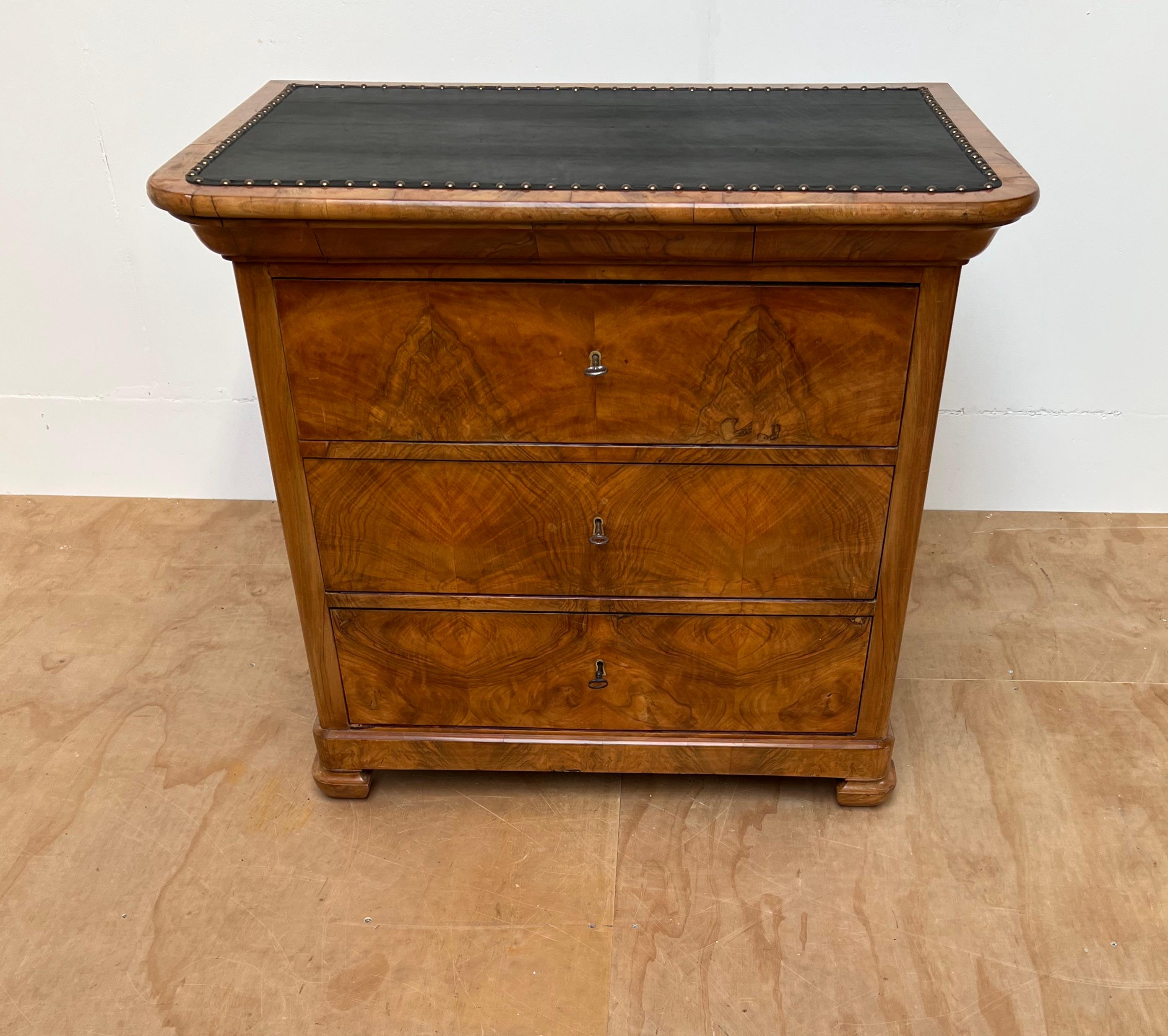 Very Rare Antique Biedermeier Walnut Architect's Drawing Table, Commode or Chest For Sale 1