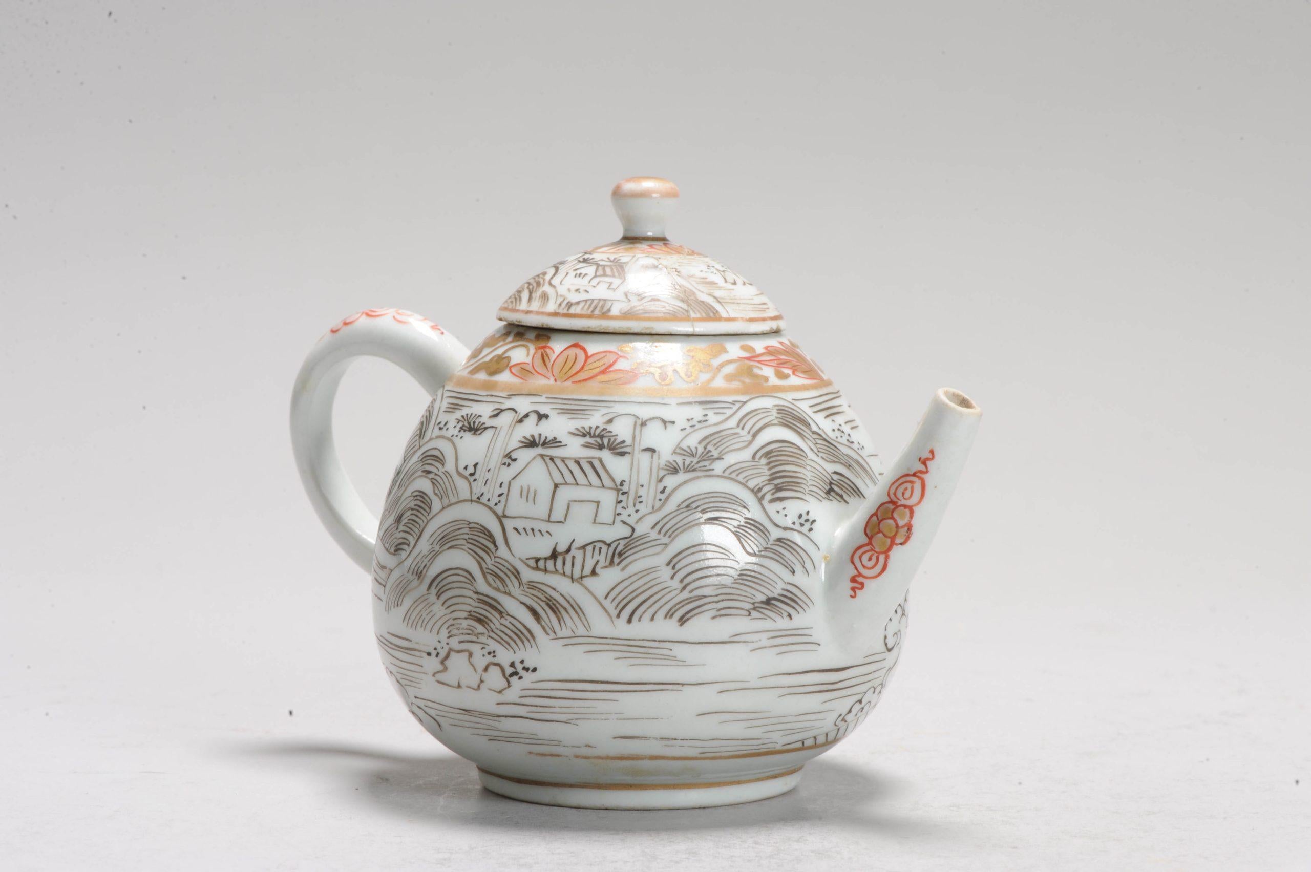 Muy rara Tetera Antigua Ca 1700 Porcelana Japonesa Decorada Grisaille en venta 4