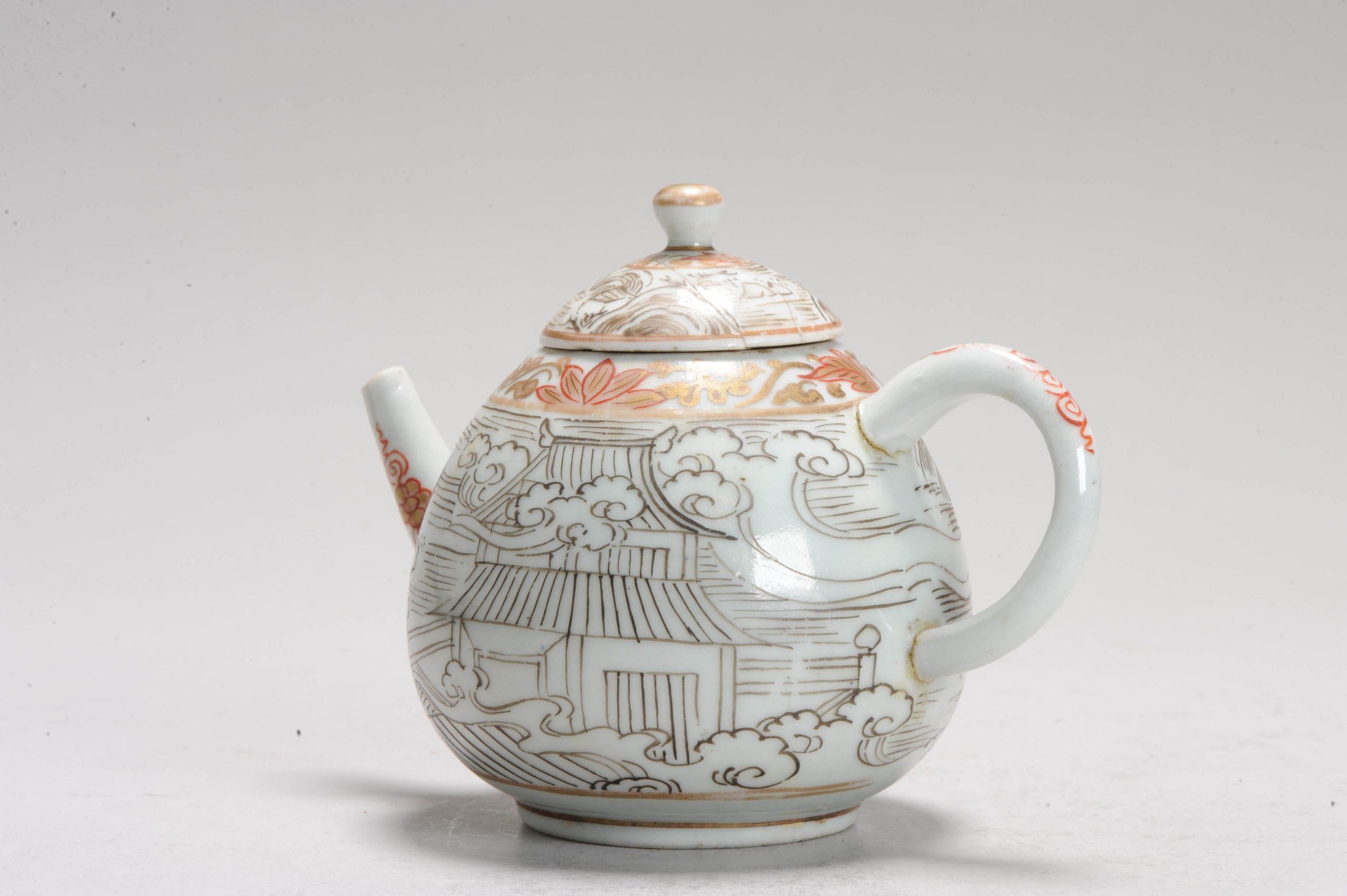 Muy rara Tetera Antigua Ca 1700 Porcelana Japonesa Decorada Grisaille Japonés en venta