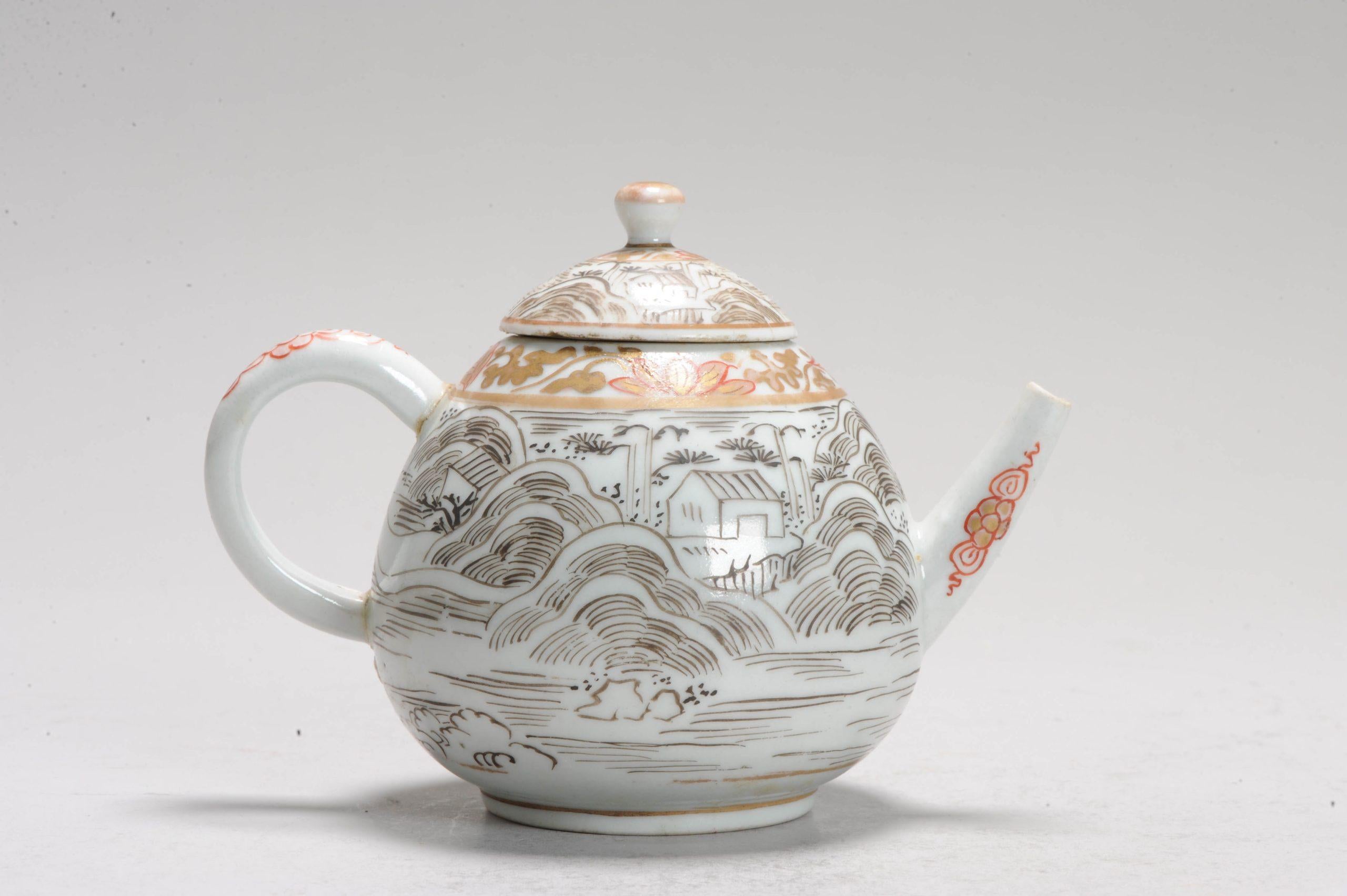 Muy rara Tetera Antigua Ca 1700 Porcelana Japonesa Decorada Grisaille en venta 1
