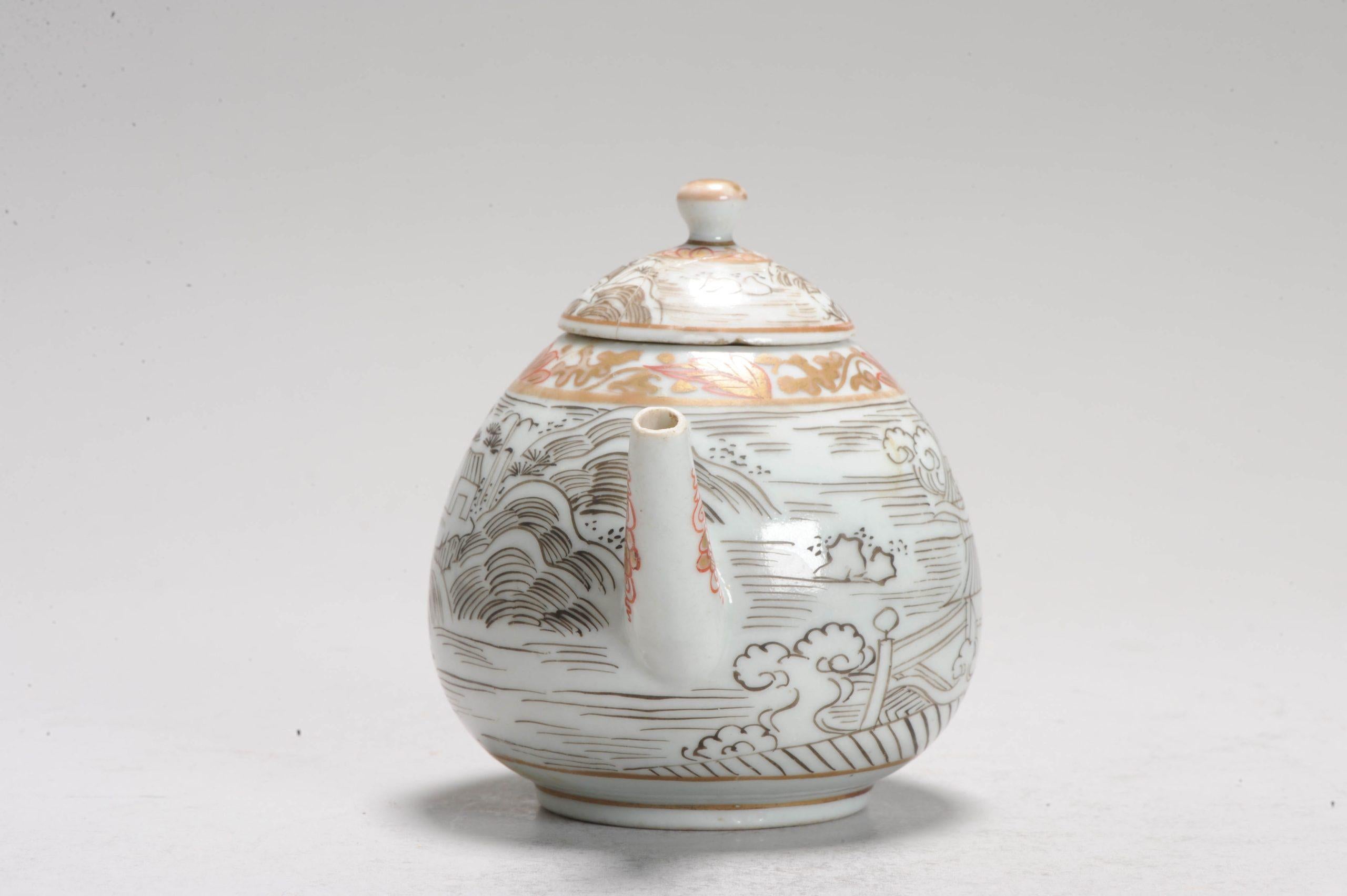 Muy rara Tetera Antigua Ca 1700 Porcelana Japonesa Decorada Grisaille en venta 2