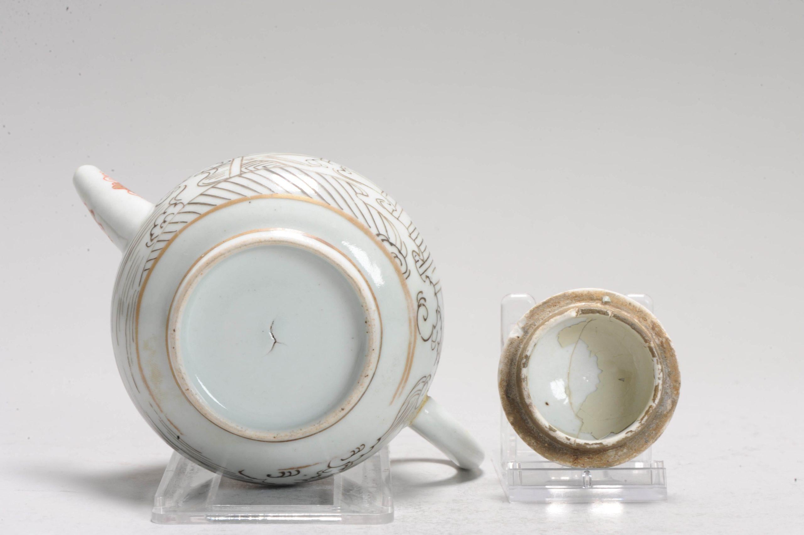 Muy rara Tetera Antigua Ca 1700 Porcelana Japonesa Decorada Grisaille en venta 3