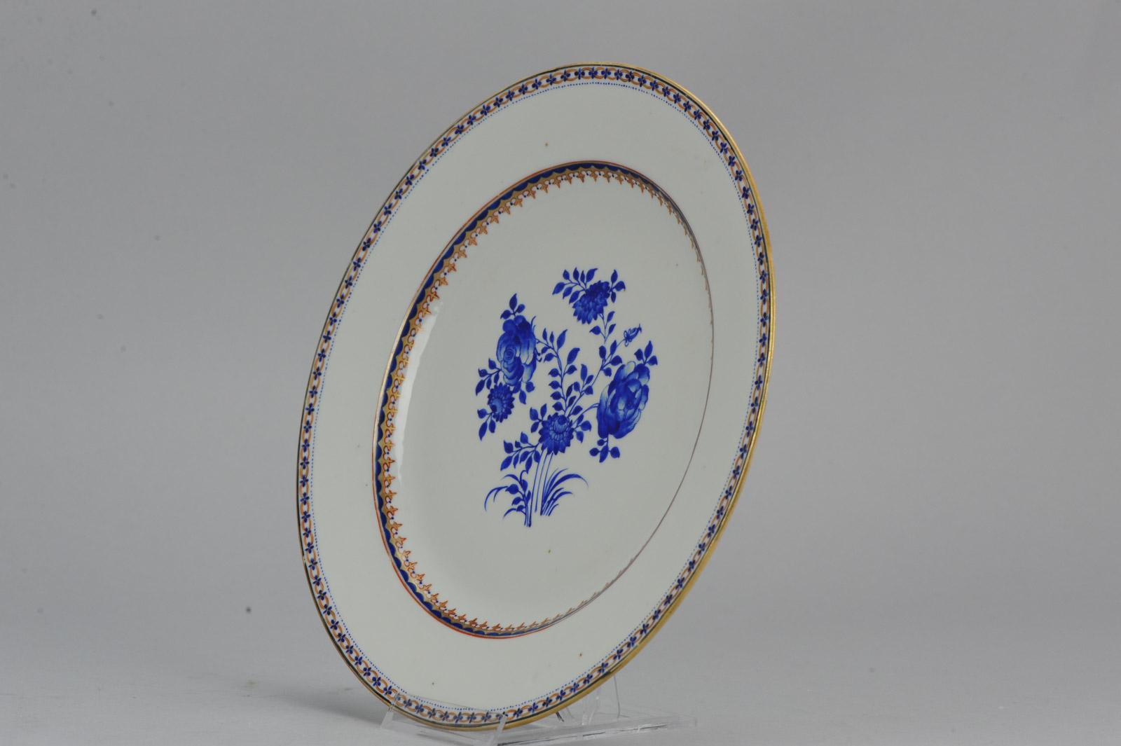 Very Rare Antique Chinese 18th Century Qianlong Period Dinner Plate Qing For Sale 1