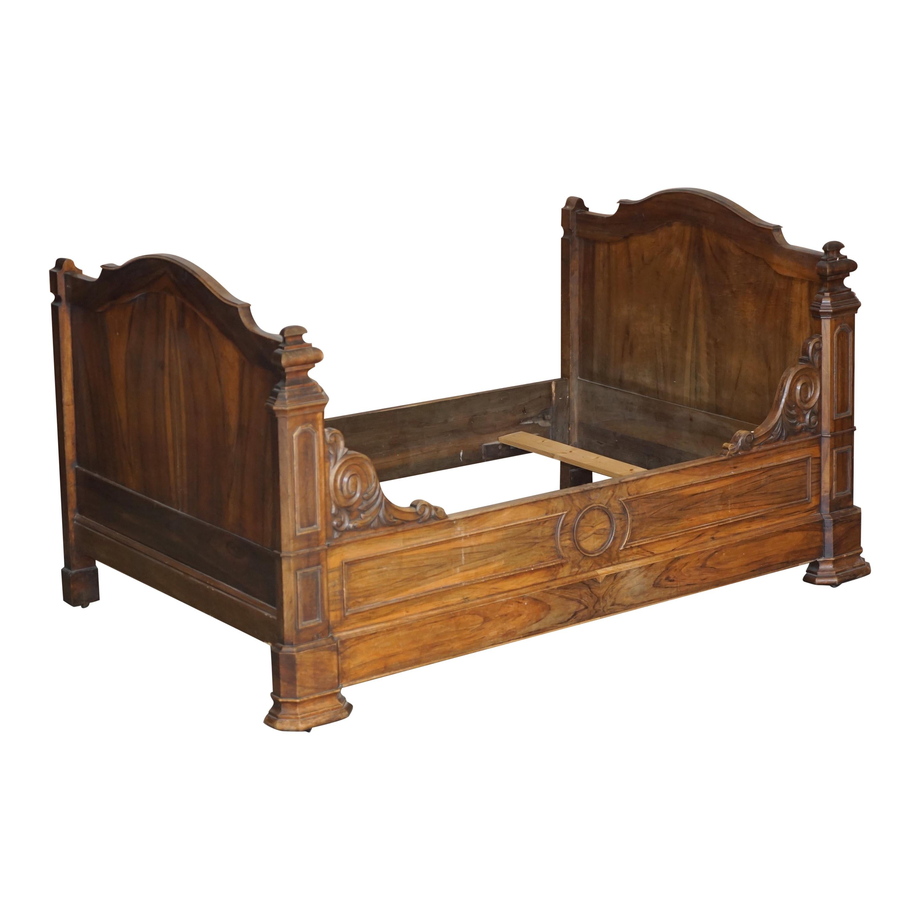 Very Rare Antique circa 1835 Hardwood French Louis Philippe Alcove Daybed Frame