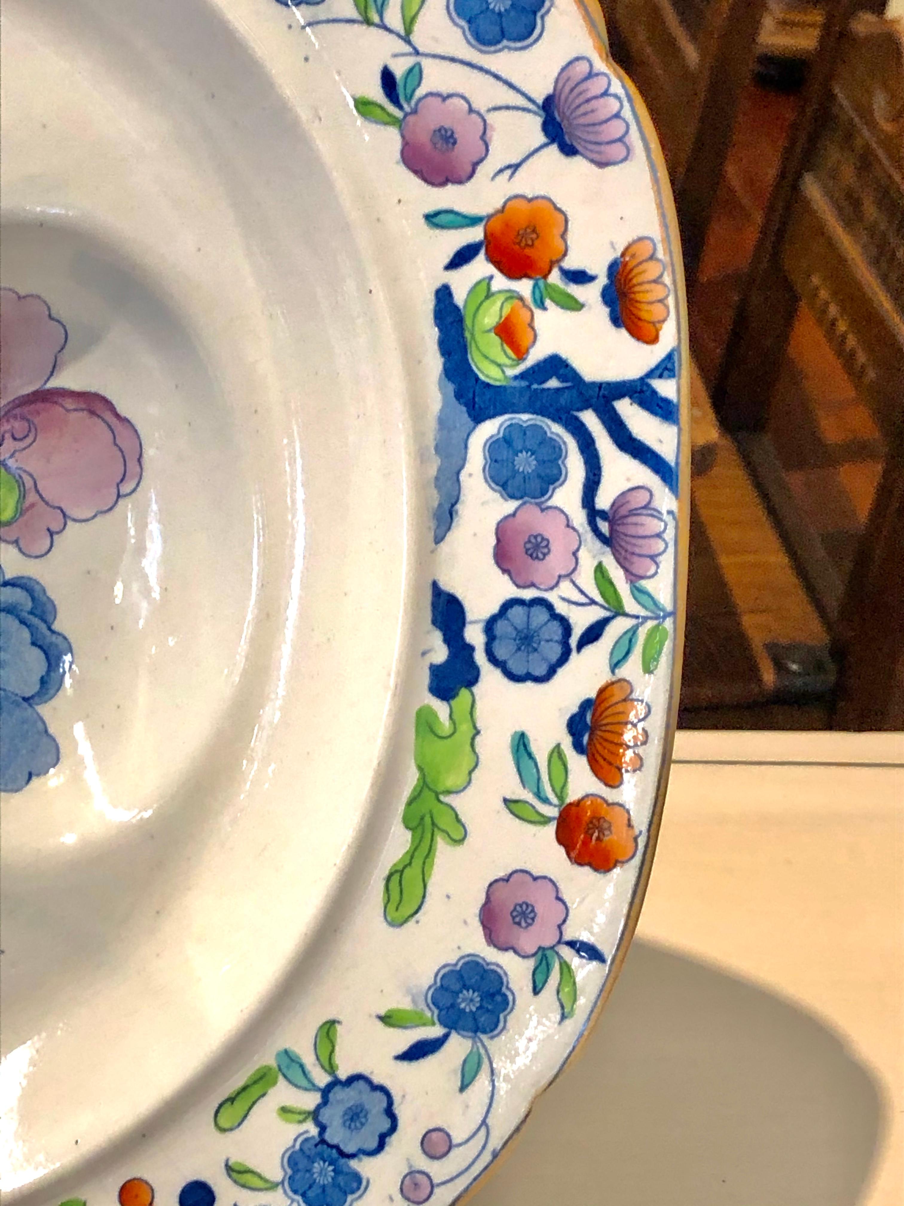 19th Century Very Rare Antique English S. Folch Ironstone Imari Decor Well and Tree Platter