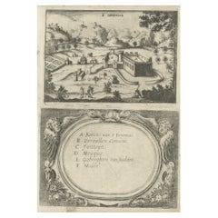 Rarissima incisione antica del monastero cristiano di San Jeremias in Egitto, 1673