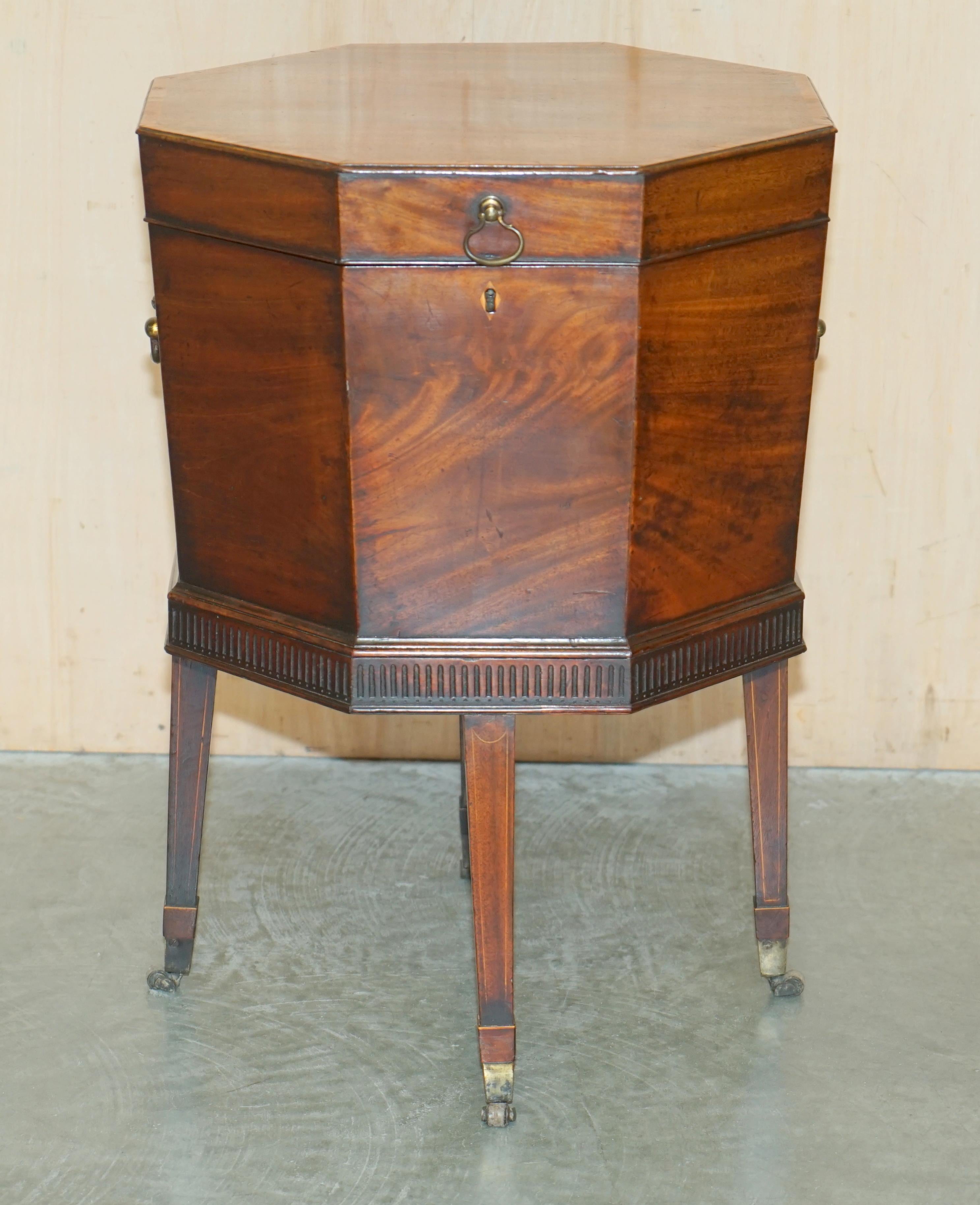 English Very Rare Antique Fully Restored George III 1780 Hardwood Wine Cooler Cellarette For Sale