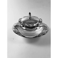 Very Rare Antique Georg Jensen Lidded Smoker’s Friend With Amber Finial 81