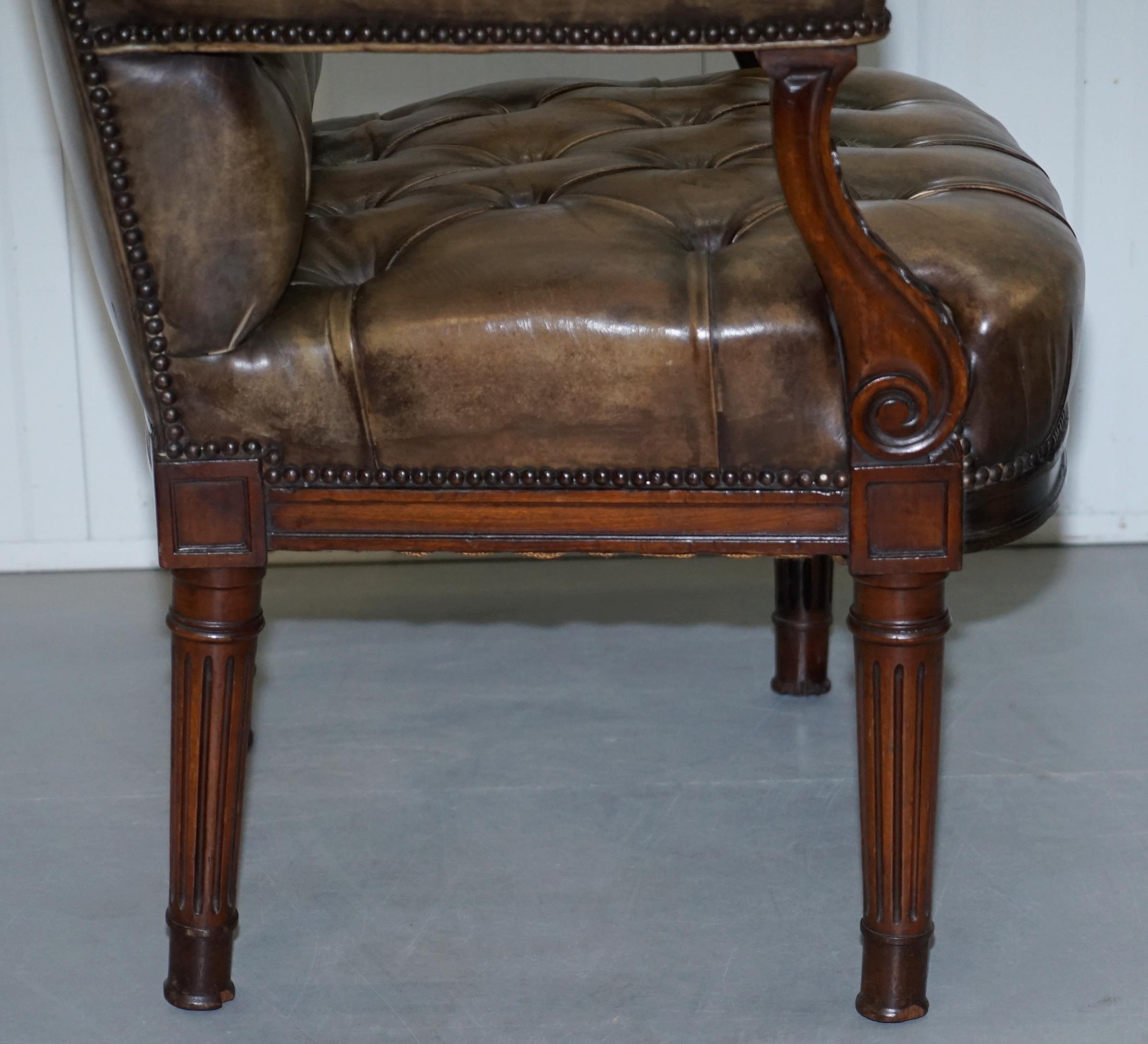 Very Rare Antique Georgian Chesterifled Gainsborough Carver Office Desk Armchair 9