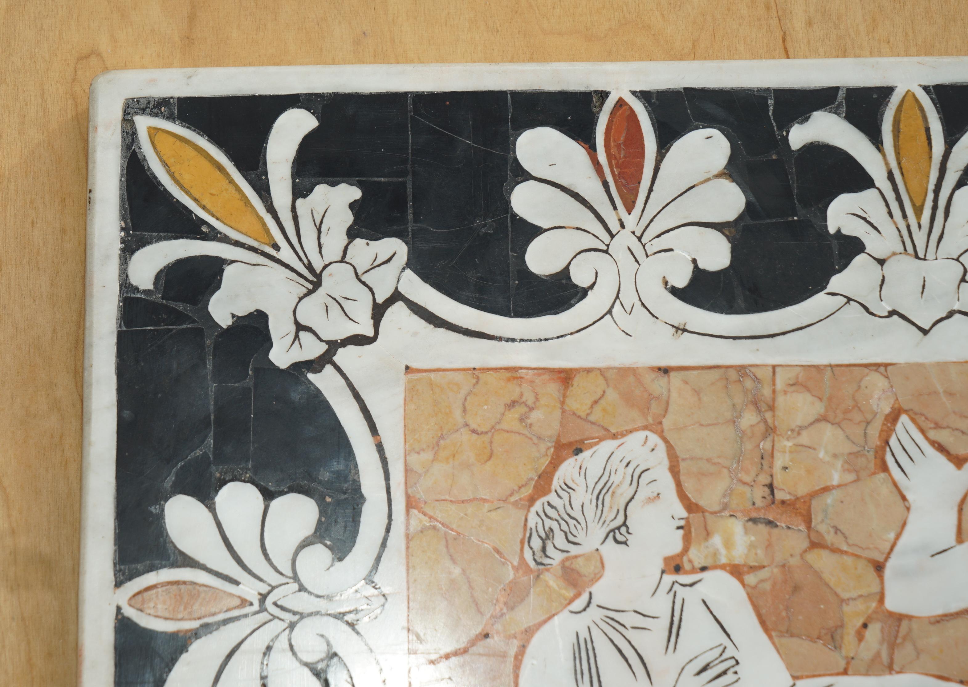 We are delighted to offer for sale this very rare and collectable antique Italian marble mosaic table top panel with Neoclassical figures 

I have never seen another like this, to be used as a decorative panel or a very fine coffee / cocktail